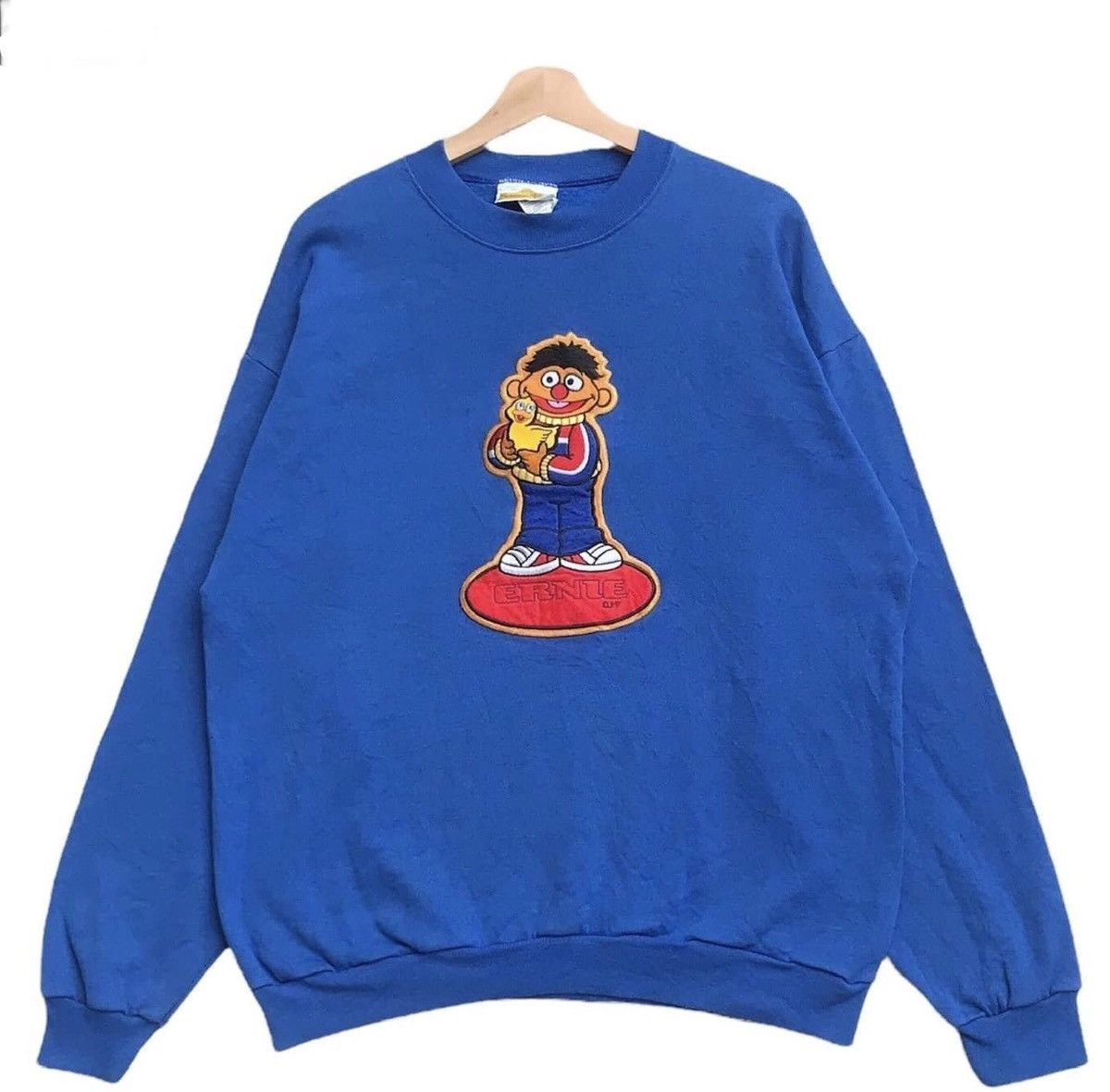 image of Cartoon Network x Made In USA Sesame Street Ernie Embroidery in Blue, Men's (Size XL)