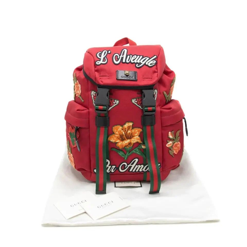 Gucci Q.2 / Red Floral Embroidered Back Pack Size ONE SIZE - 1 Thumbnail