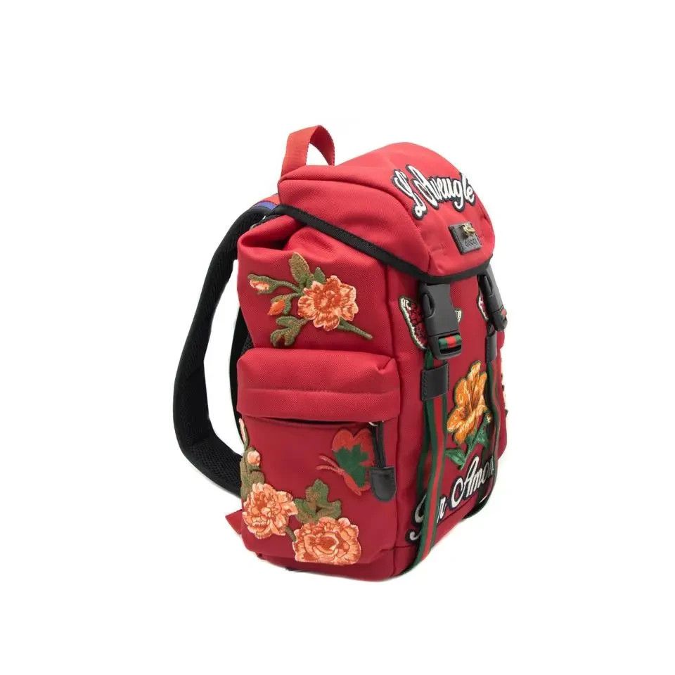 Gucci Q.2 / Red Floral Embroidered Back Pack Size ONE SIZE - 3 Thumbnail