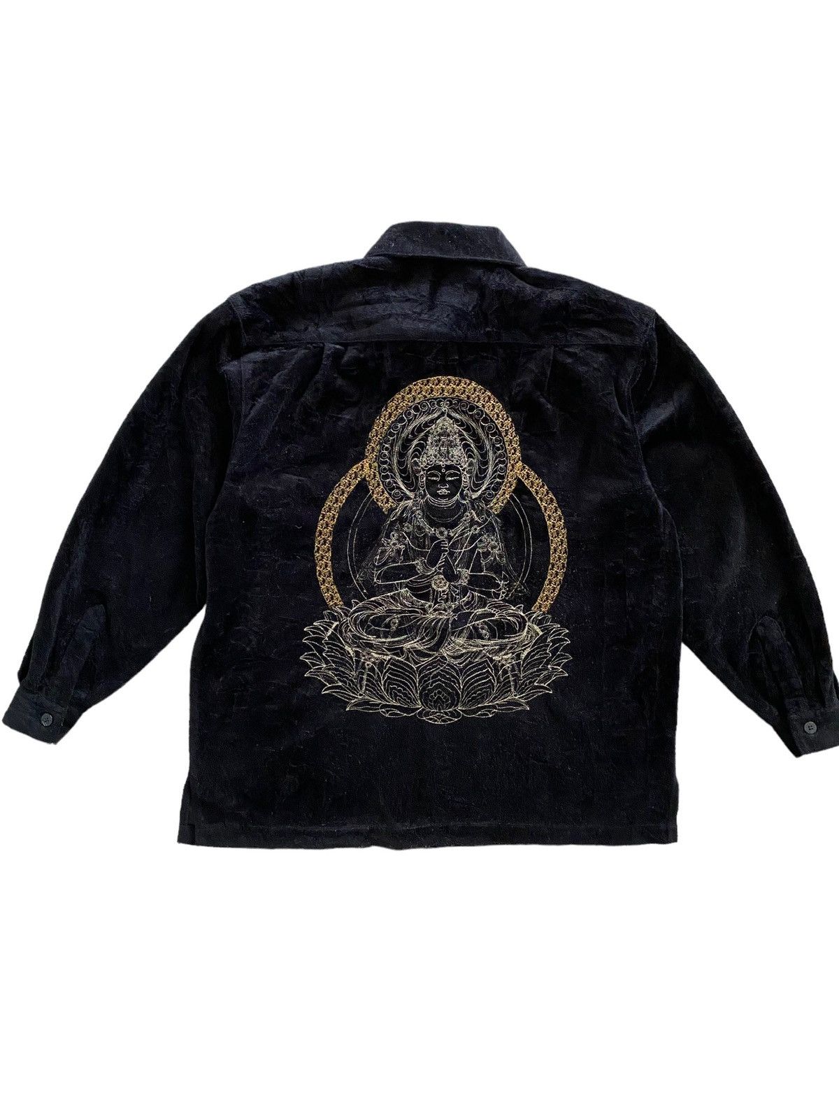 Japanese Brand × Seditionaries × Vintage Vintage embroidery Religion Buddhism big Logo Velvet Shirt Size US L / EU 52-54 / 3 - 3 Thumbnail