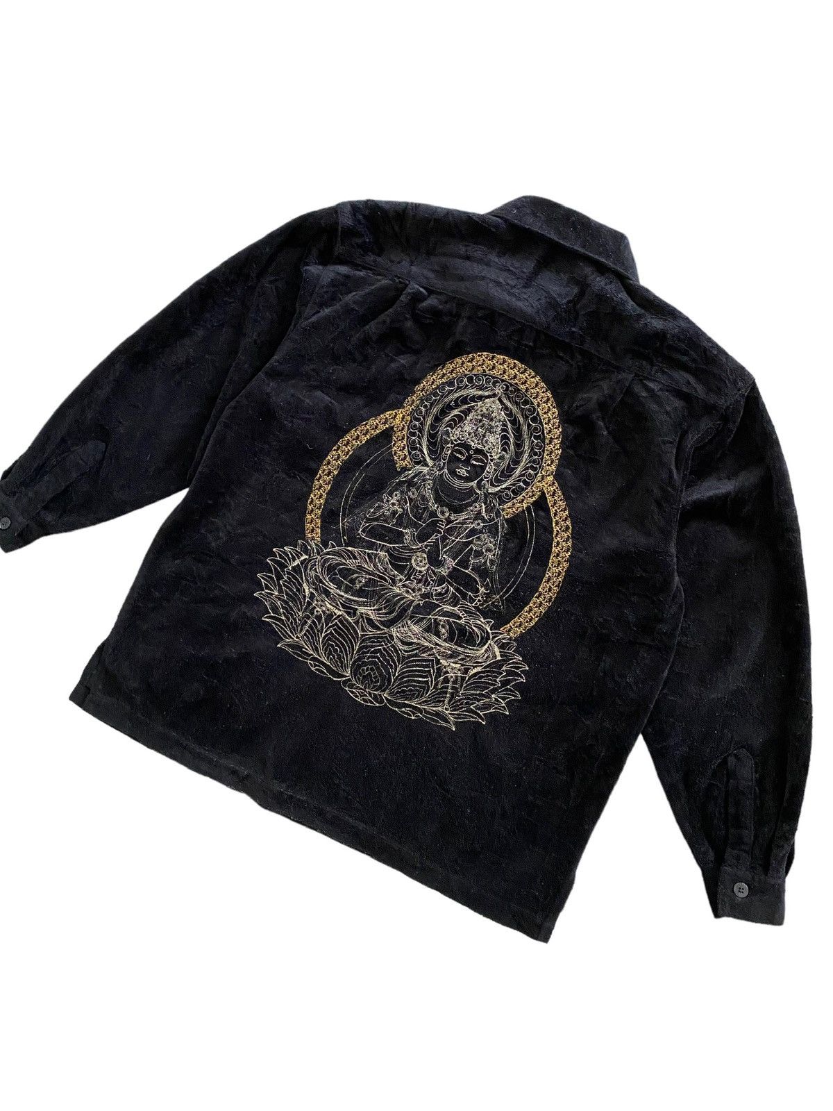 Japanese Brand × Seditionaries × Vintage Vintage embroidery Religion Buddhism big Logo Velvet Shirt Size US L / EU 52-54 / 3 - 4 Thumbnail