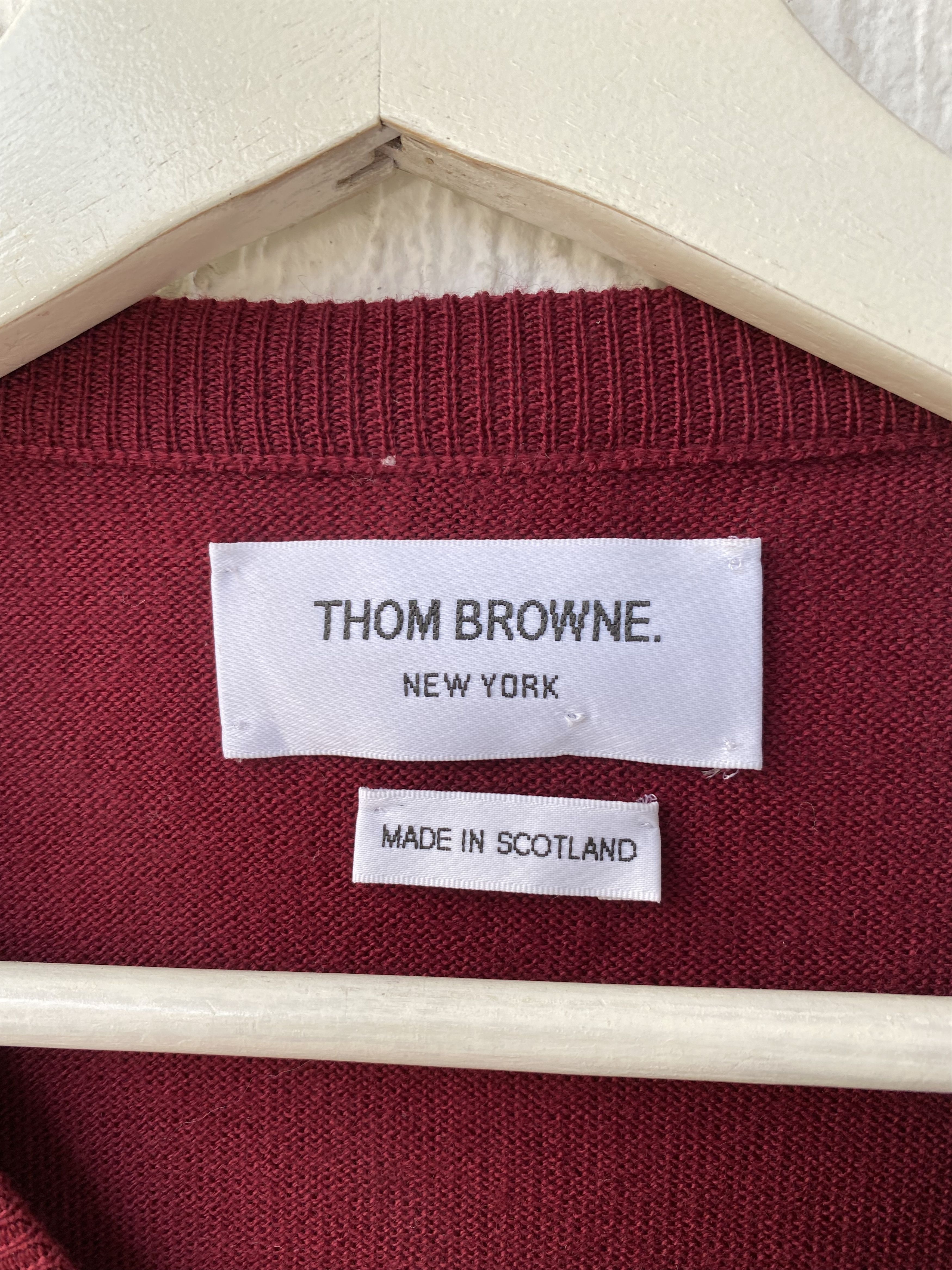 Thom Browne burgundy 4 bar wool sweater Size US S / EU 44-46 / 1 - 3 Thumbnail