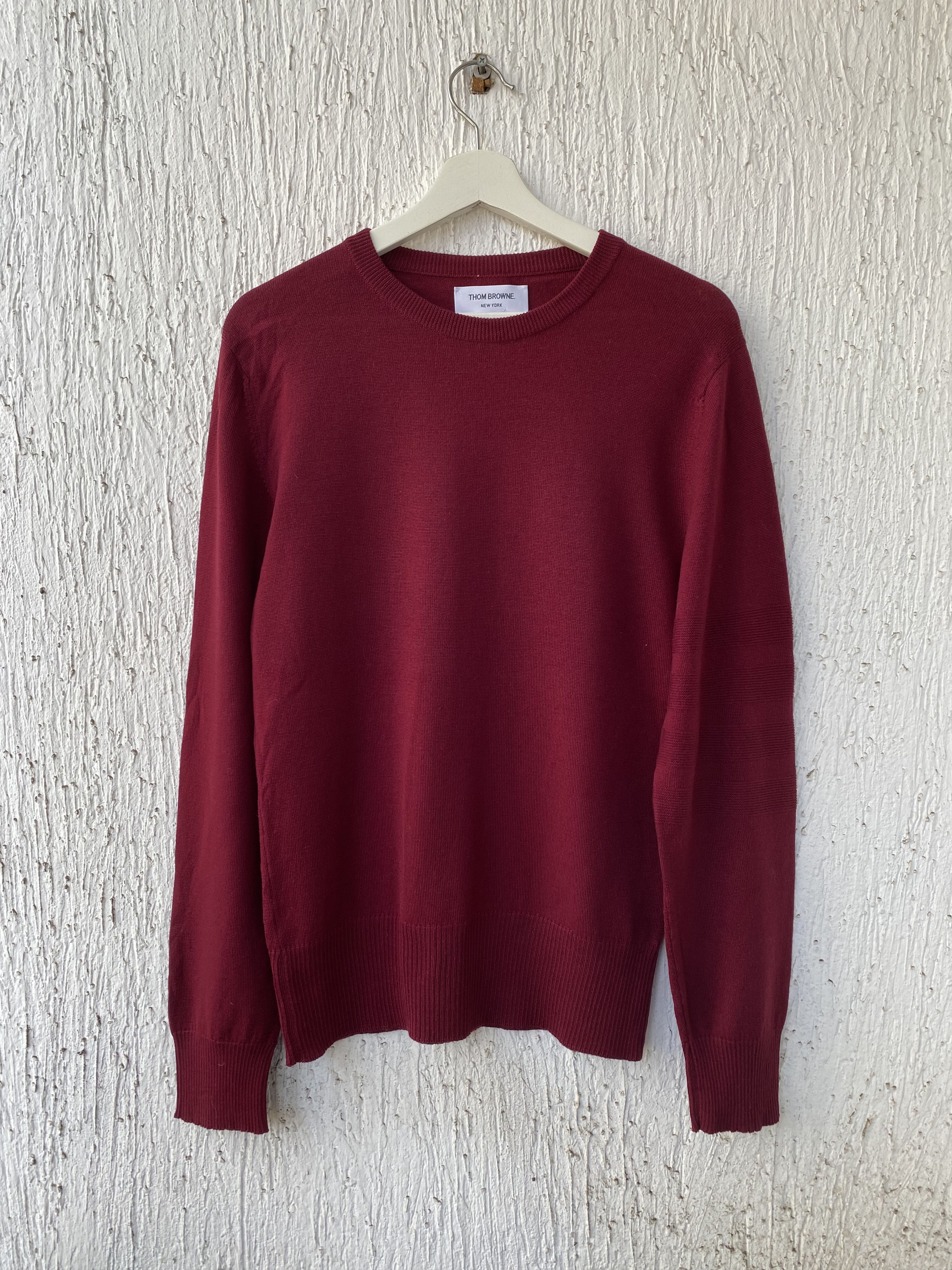 Thom Browne burgundy 4 bar wool sweater Size US S / EU 44-46 / 1 - 1 Thumbnail