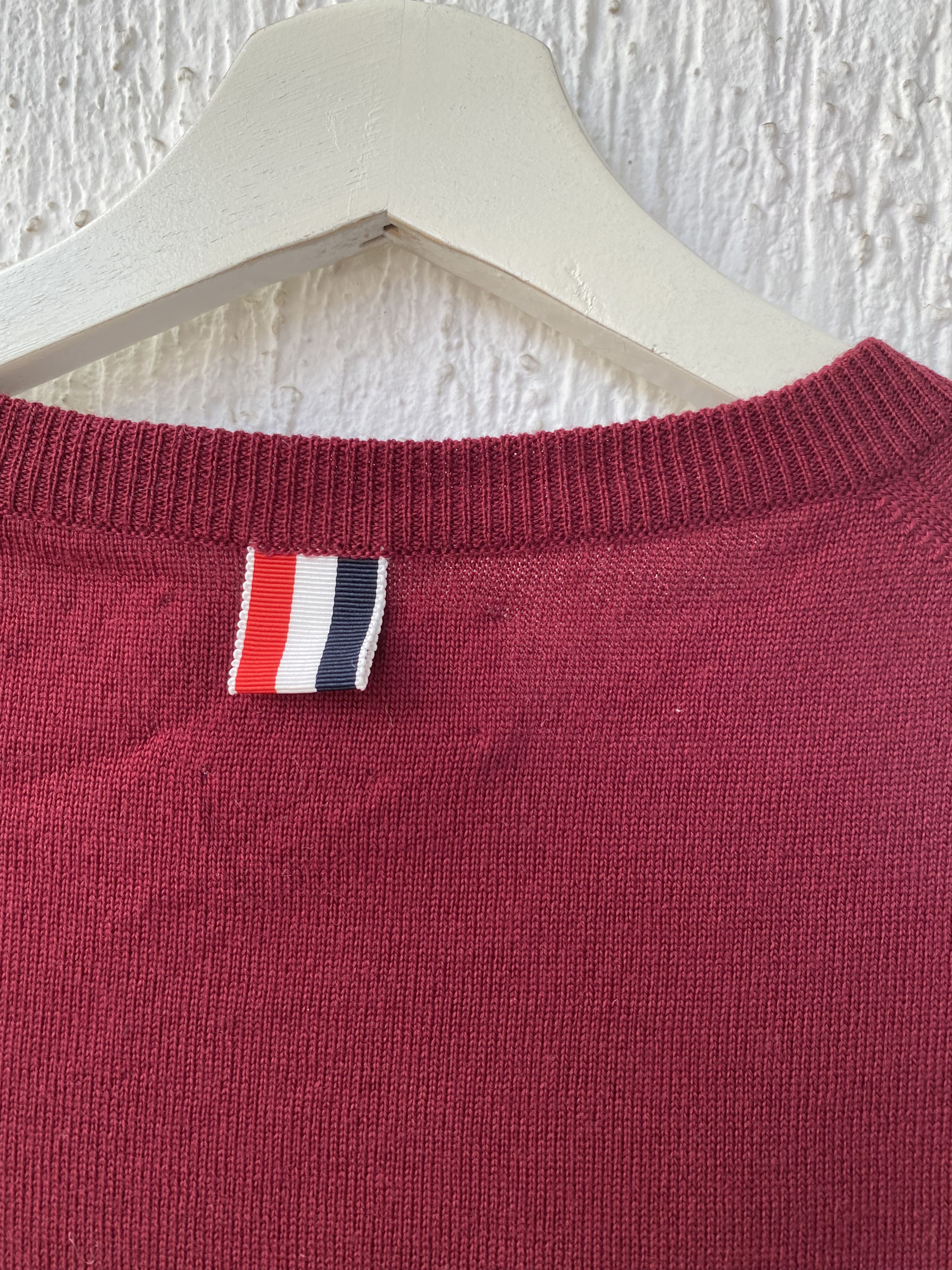 Thom Browne burgundy 4 bar wool sweater Size US S / EU 44-46 / 1 - 4 Thumbnail