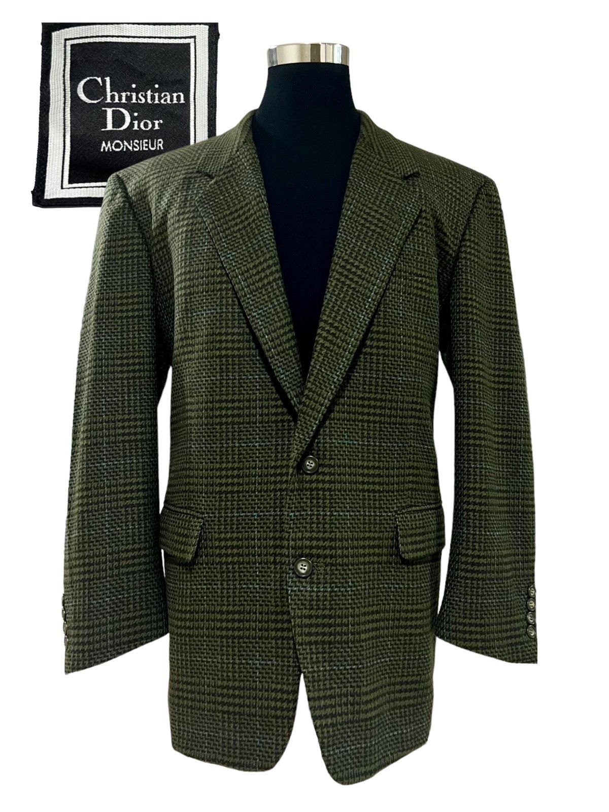 image of Need Gone Christian Dior Monsieur Suit Tweed Wool Monogram in Army Green, Men's (Size Large)