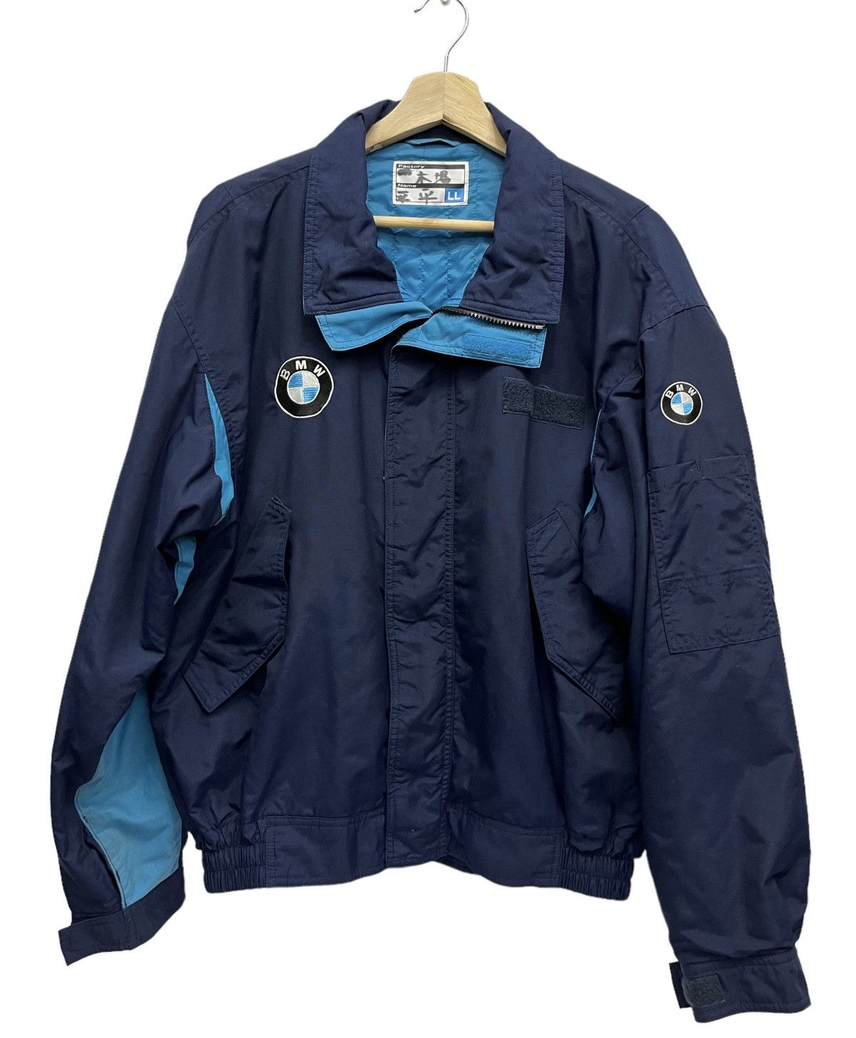 image of Bmw Japan Workwear Bomber Style Jacket in Blue, Men's (Size Large)