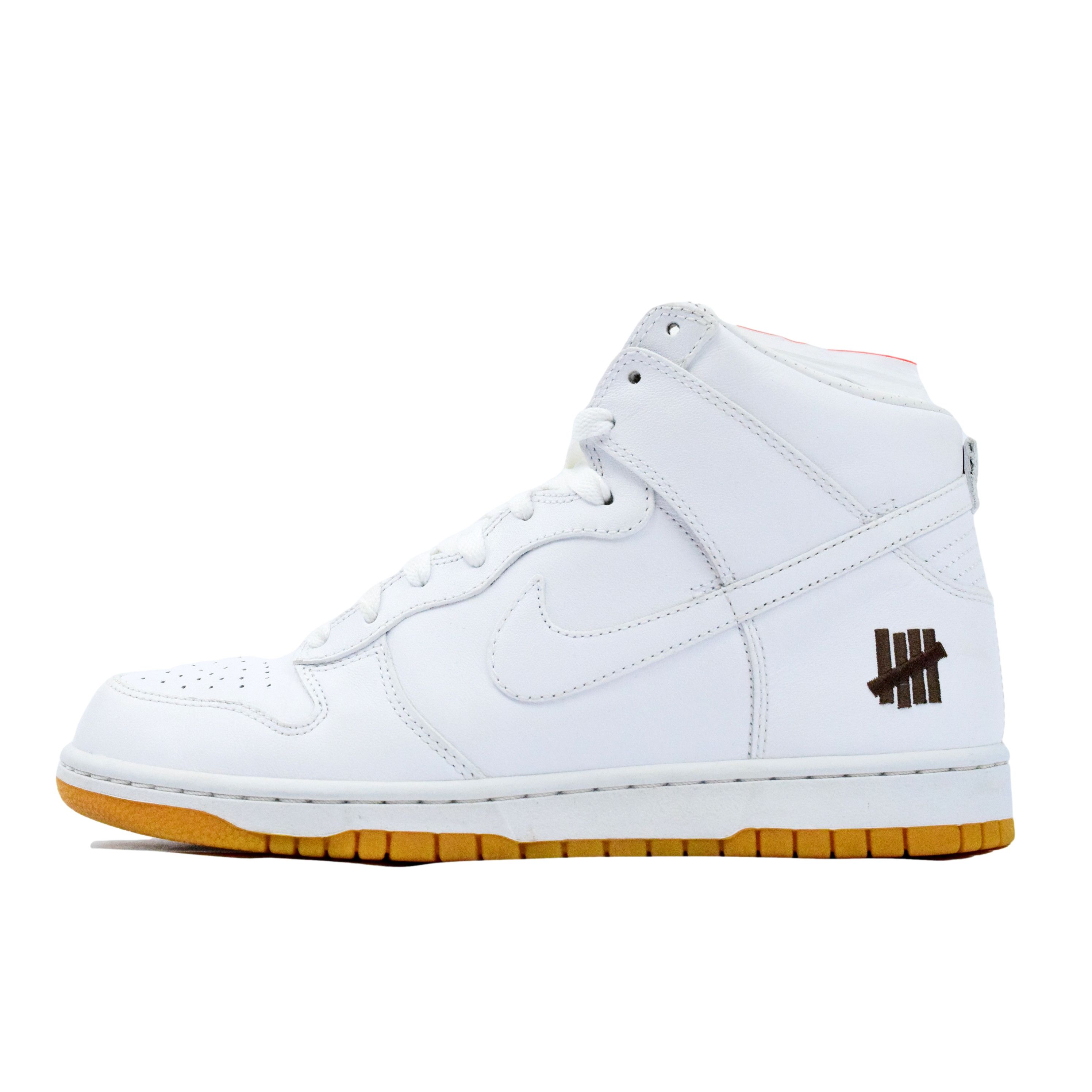 image of Nike x Undefeated Dunk High Shoes in White, Men's (Size 8.5)