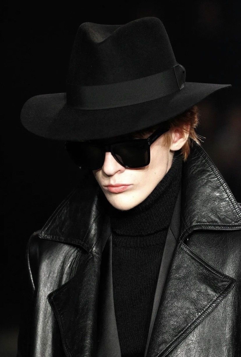 Hedi Slimane × Saint Laurent Paris Saint Laurent Fall 2016 Rabbit Wool Fedora Hat Size ONE SIZE - 2 Thumbnail