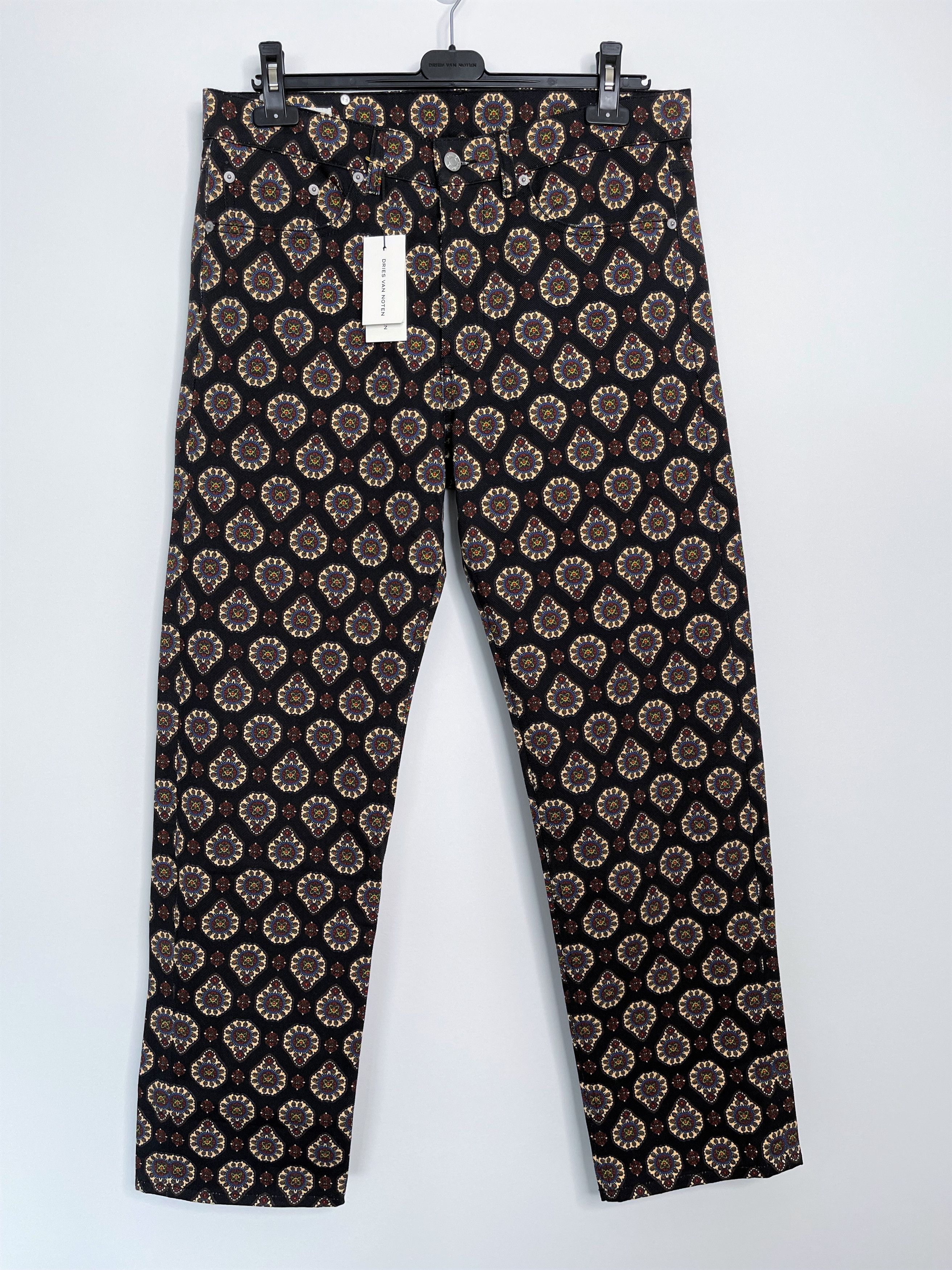 image of Dries Van Noten Sz32 Psychedelic Multi Pattern Panthero Denim Fw21, Men's