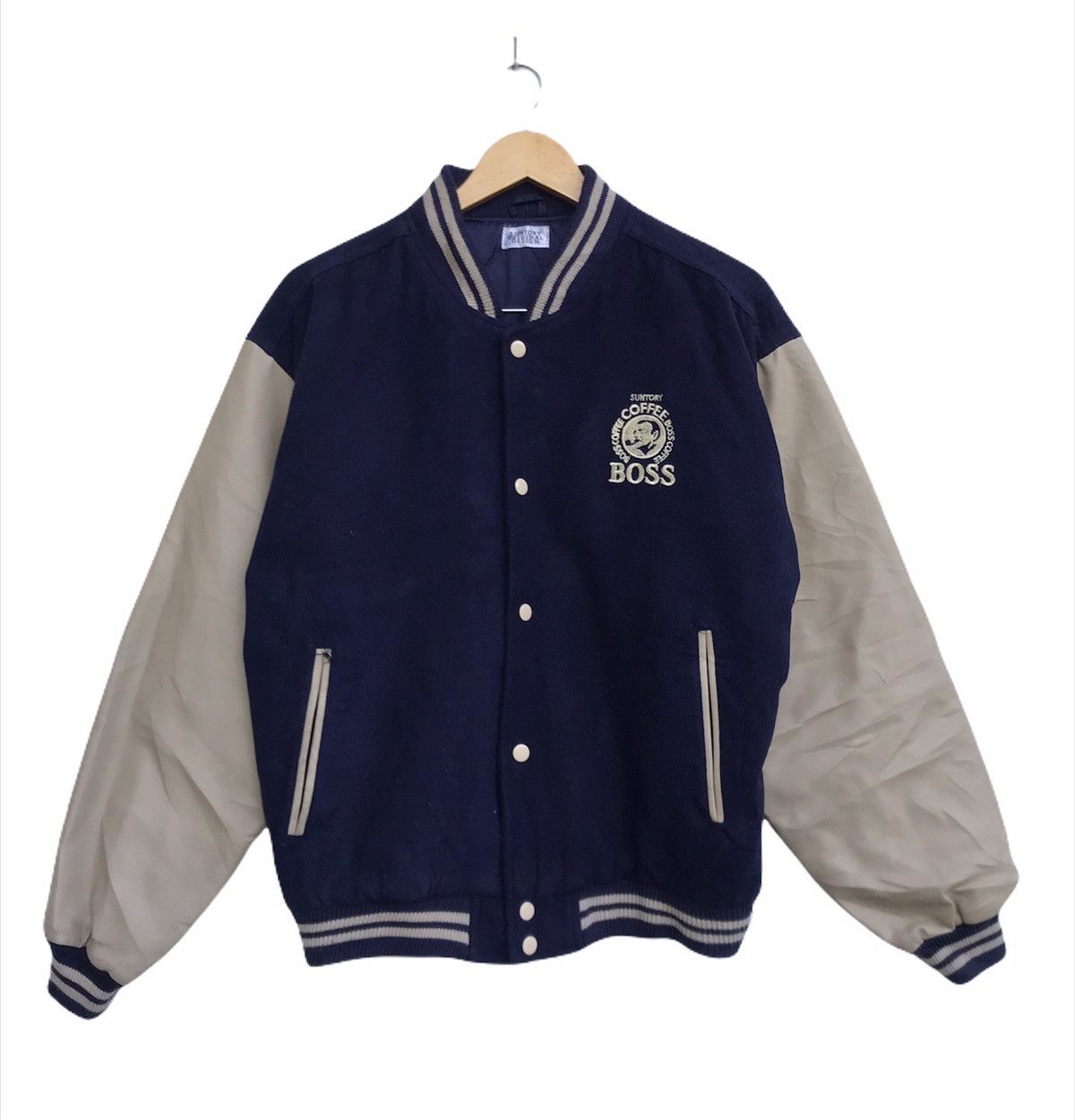 Other Suntory Coffee Boss Synthetic Leather Sleeve Varsity Jacket Size US M / EU 48-50 / 2 - 2 Thumbnail