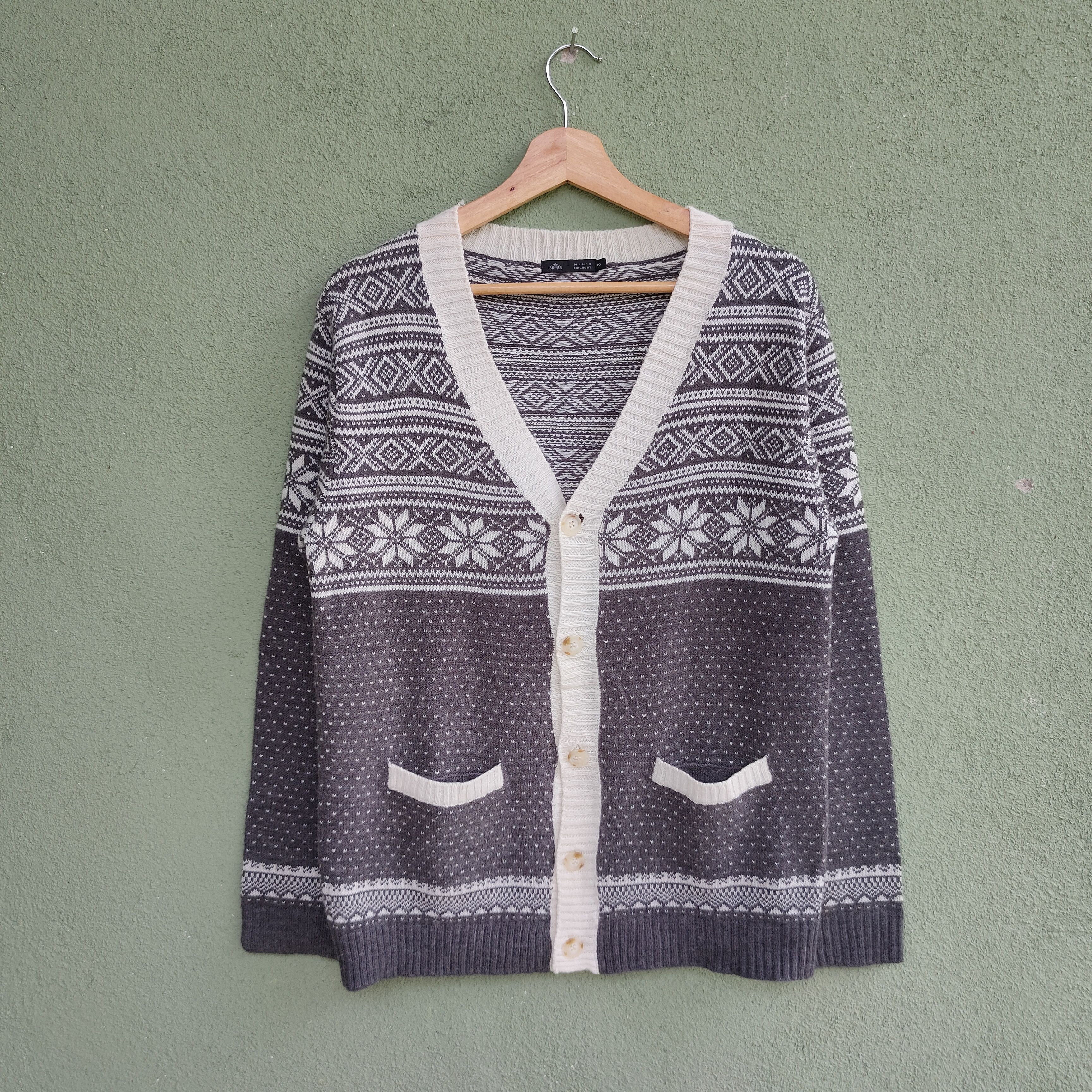 image of Aran Isles Knitwear x Cardigan Vintage Men’S Melrose Full Print Cardigan Knitwear in Mix (Size Medi