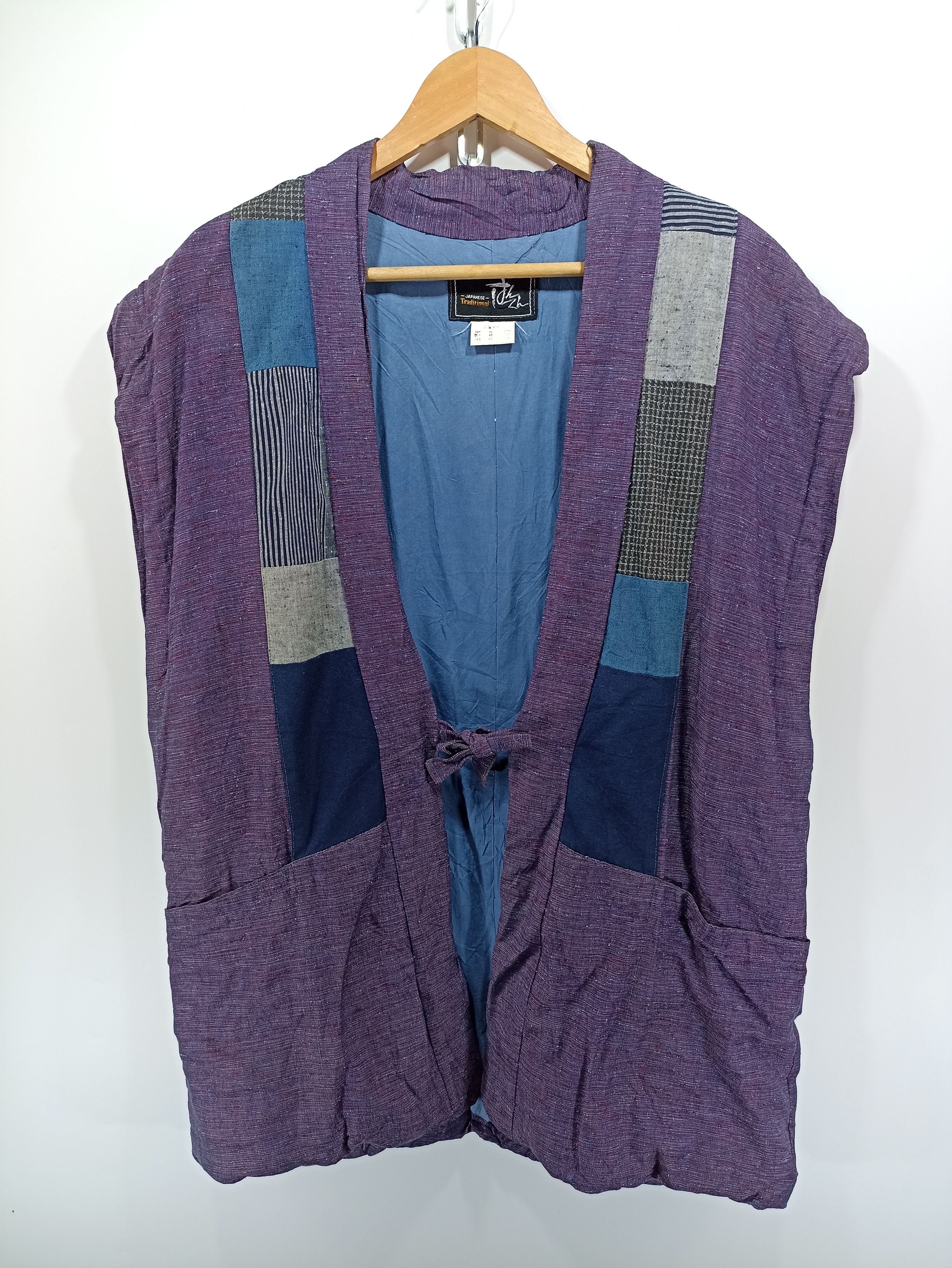 image of Japan Traditional Sleeve Less Down Vest in Purple, Men's (Size Medium)