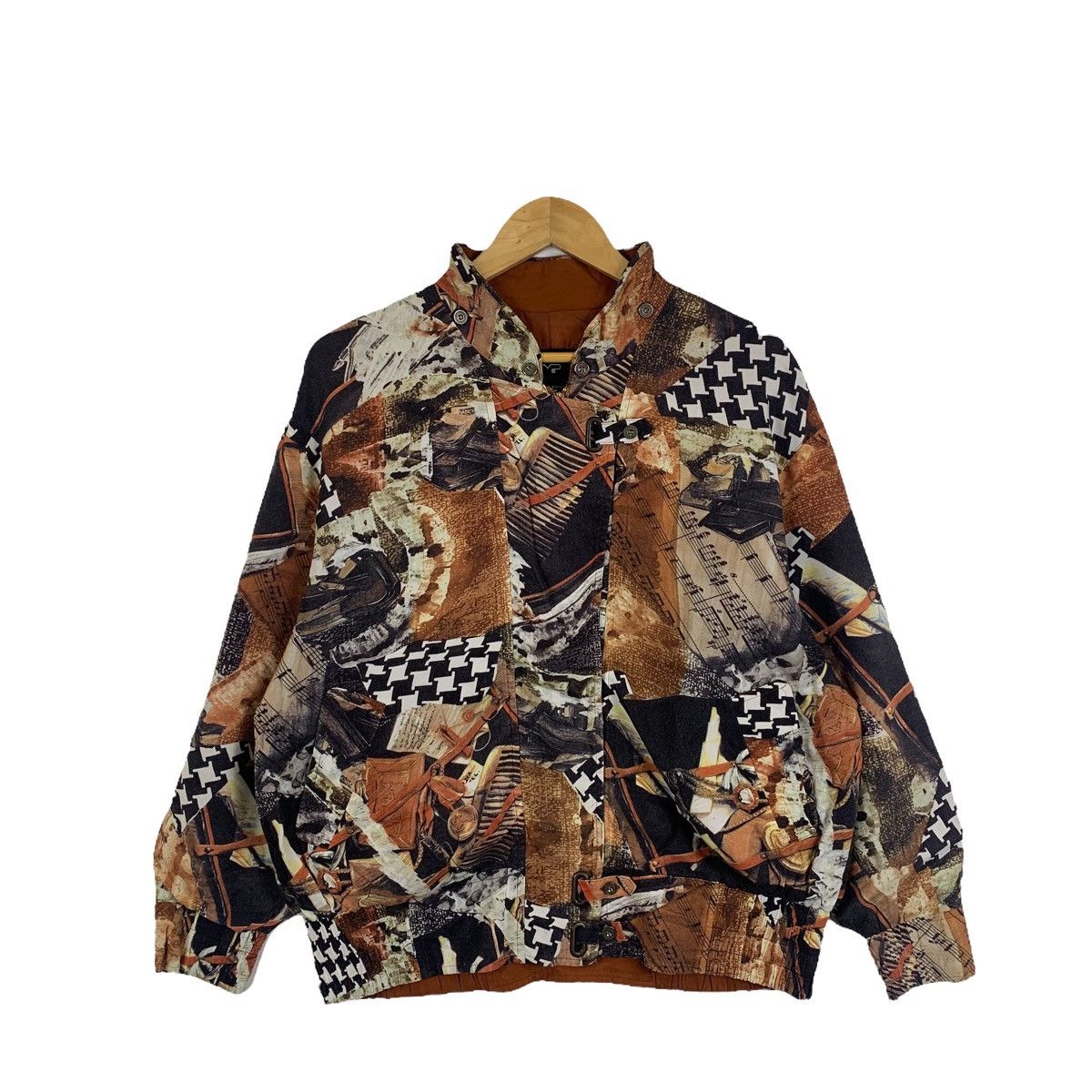 image of Avant Garde x Italian Designers Franco V.paoloni Milano Italy Design Bomber Jacket in Brown/Black, 