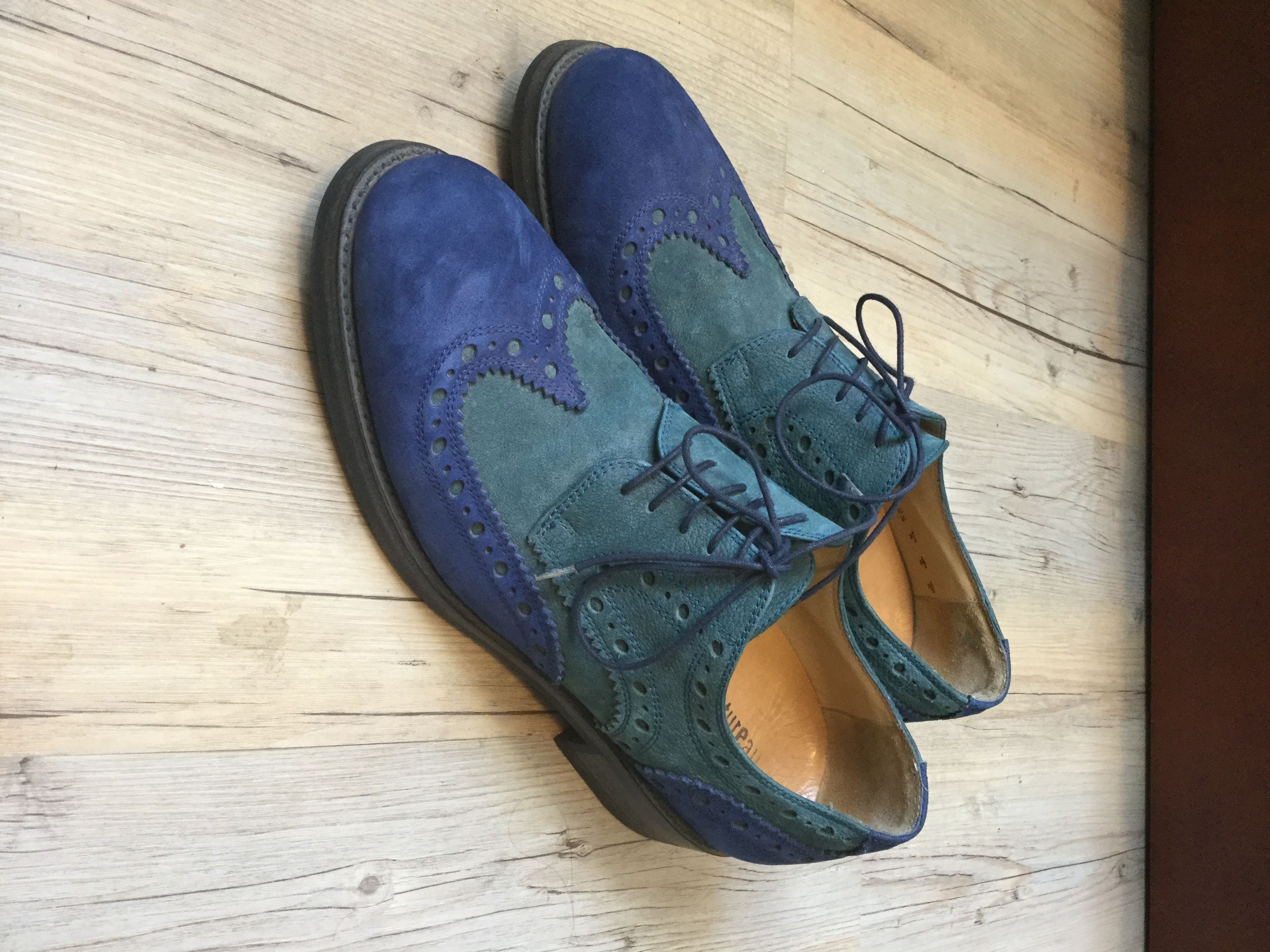 image of Jean Baptiste Rautureau Two Color Brogues.like Saint Laurent Or Dior Shoes in Blue/Green (Size 9)