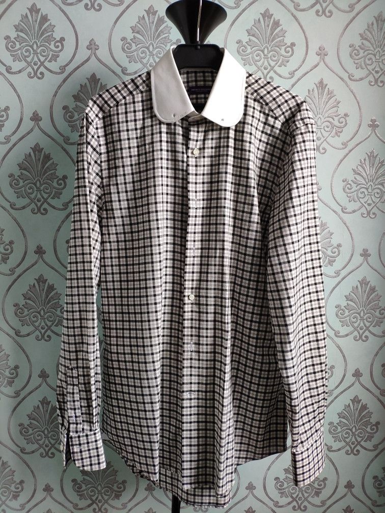 Patrick Hellmann Collection NEW ! Collar pin & bar plaid shirt.Like Comme des Garcons Size US M / EU 48-50 / 2 - 1 Thumbnail
