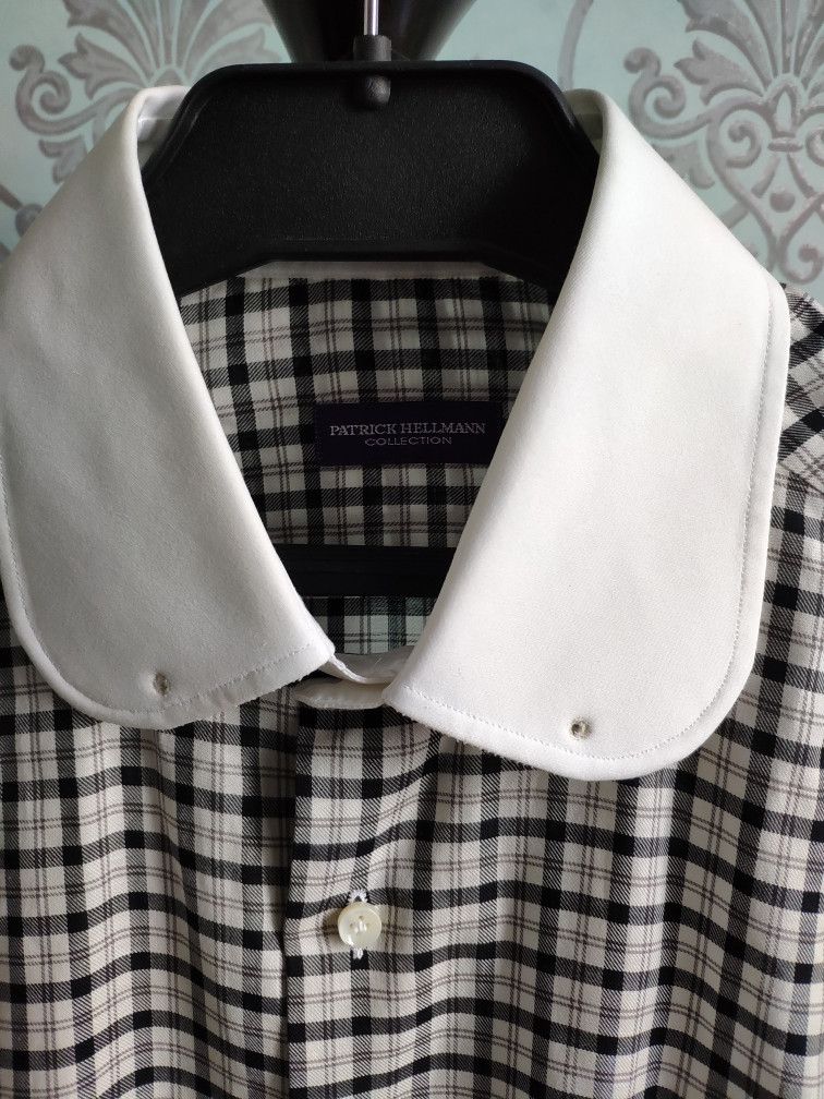 Patrick Hellmann Collection NEW ! Collar pin & bar plaid shirt.Like Comme des Garcons Size US M / EU 48-50 / 2 - 2 Thumbnail