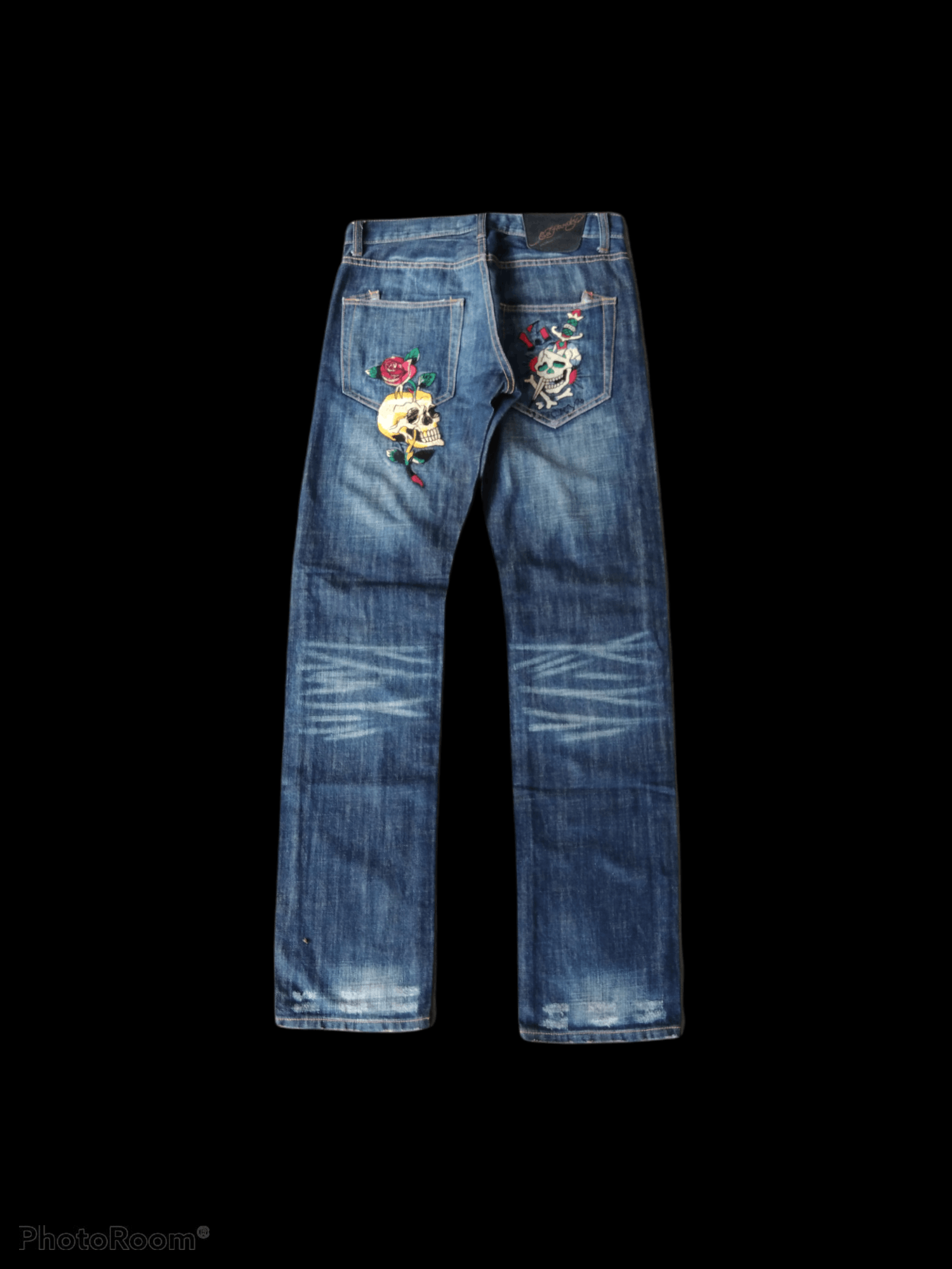 Ed Hardy DiSTRESSED EMBROIDED SKULL ED HARDY BY CHRISTIAN AUDIGIER Size US 30 / EU 46 - 3 Thumbnail
