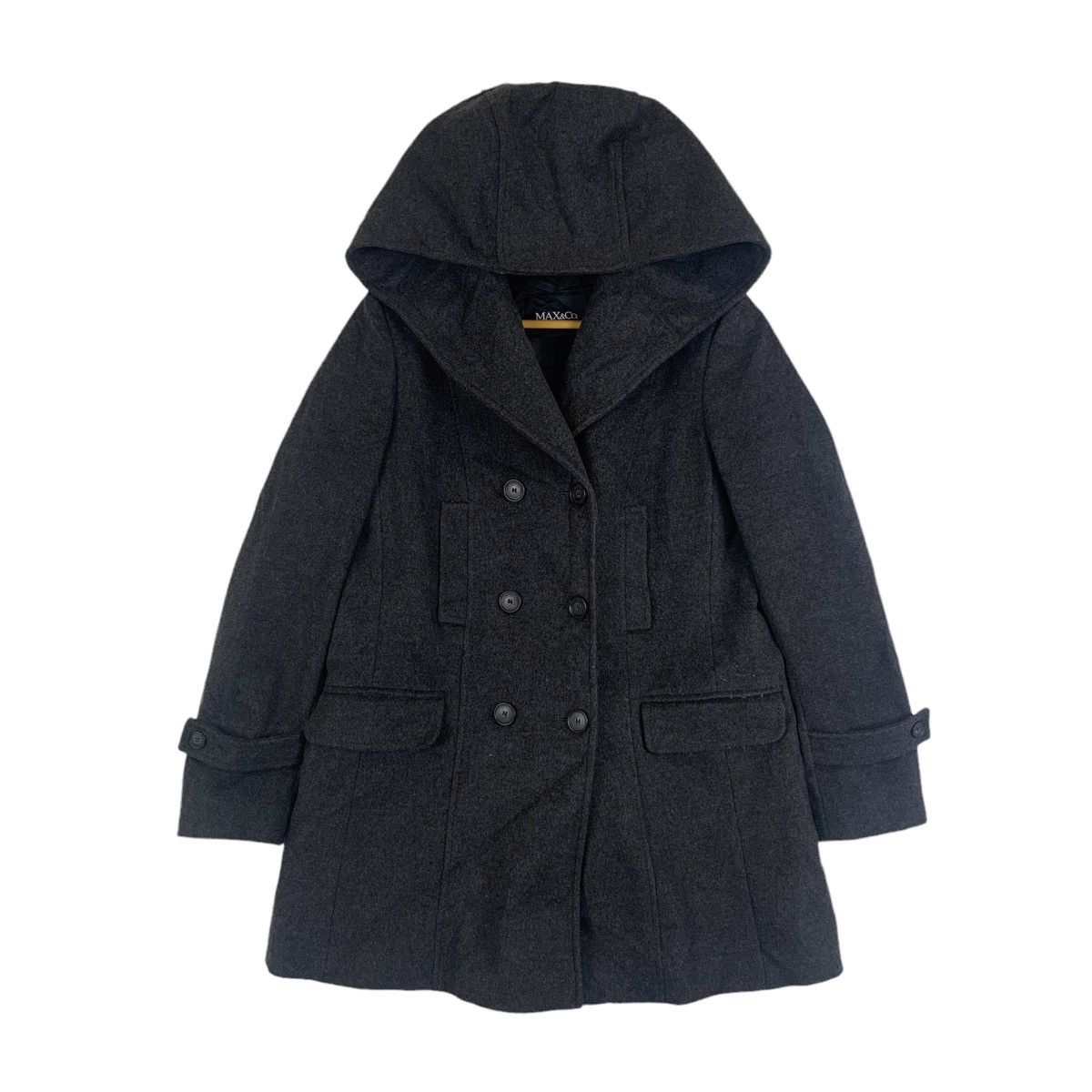 Max Mara × Vintage MAX & CO Max Mara Italian Design Wool Hoodie Peacoats Jacket Size M / US 6-8 / IT 42-44 - 1 Thumbnail