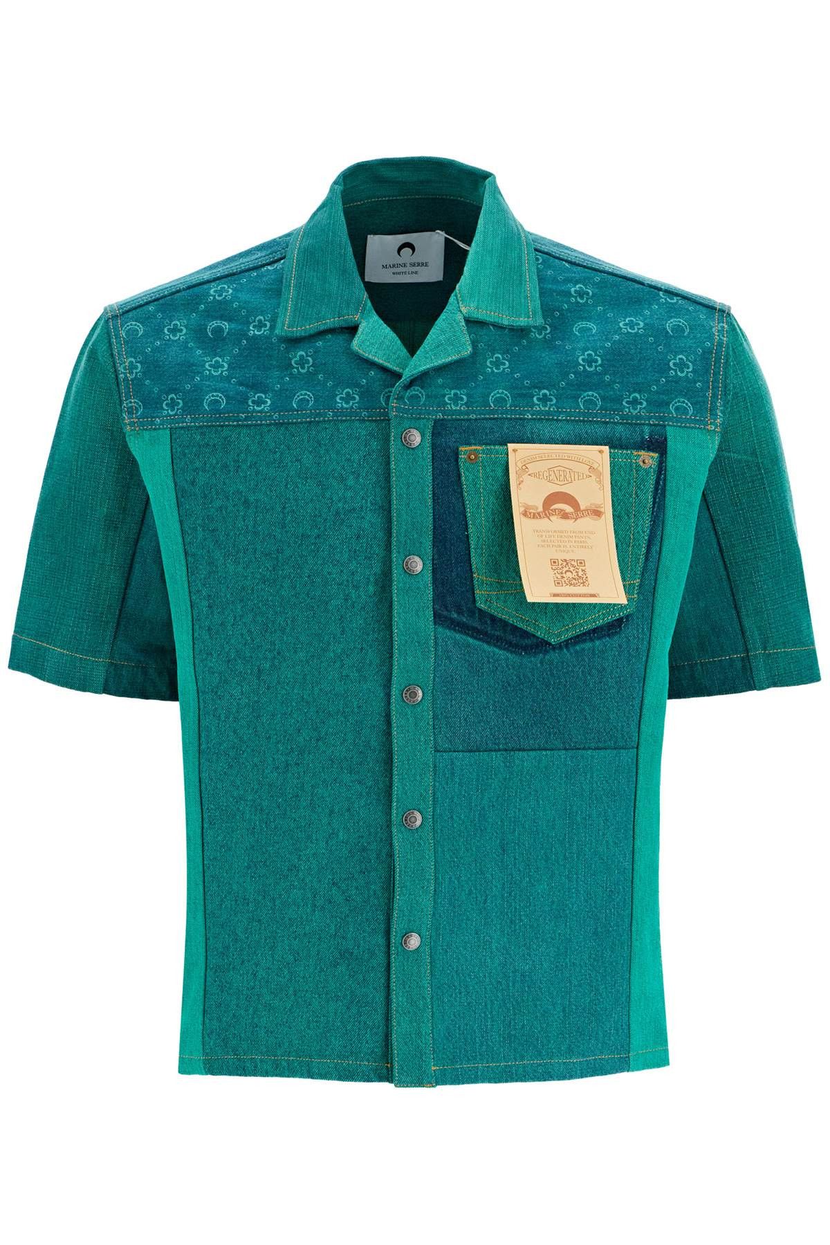 Marine Serre Marine Serre Regenerated Denim Shirt With Short Sleeves Size US S / EU 44-46 / 1 - 1 Thumbnail