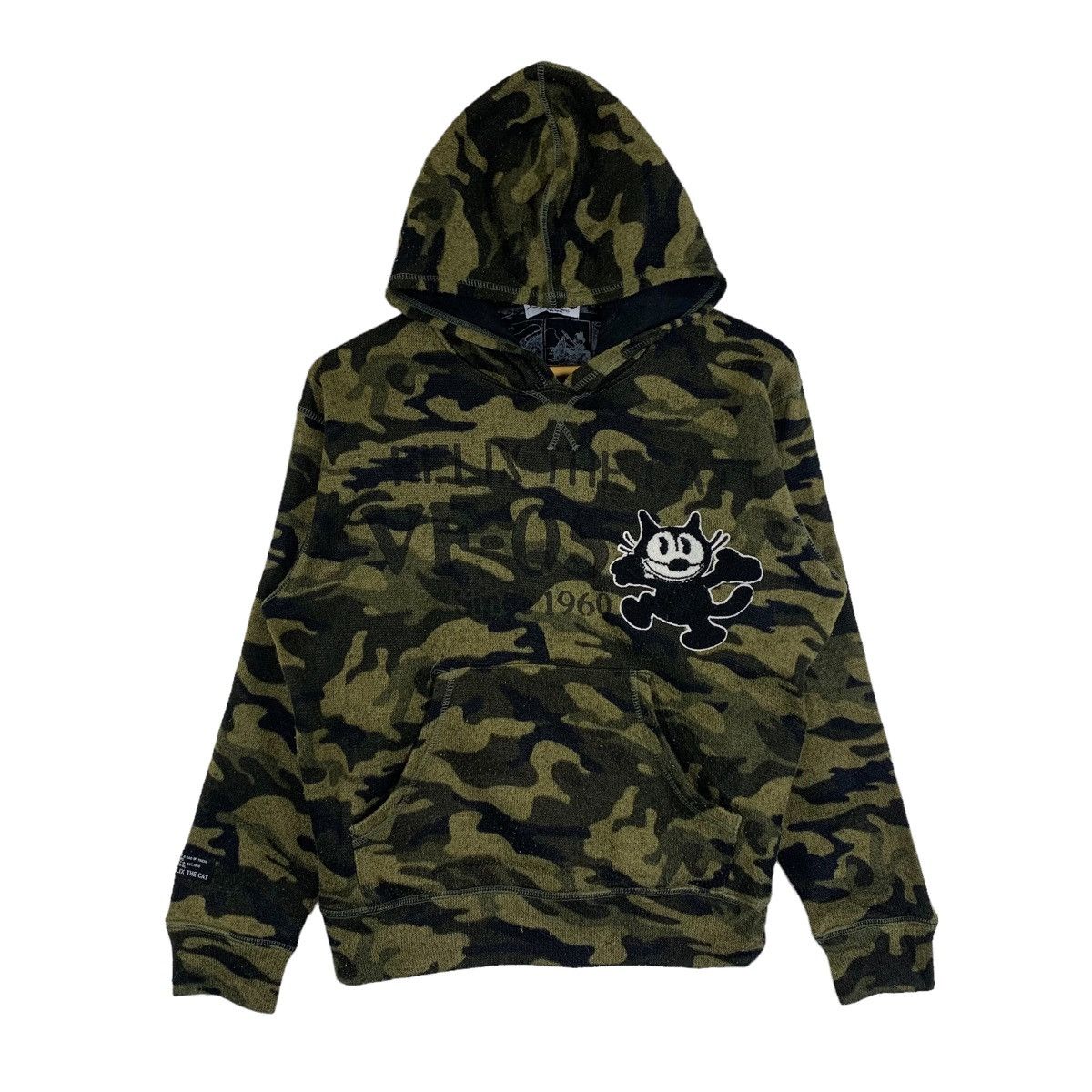 image of Cartoon Network x Vintage Felix The Cat America Cartoon Animation Hoodie Pullover in Green/Black (S
