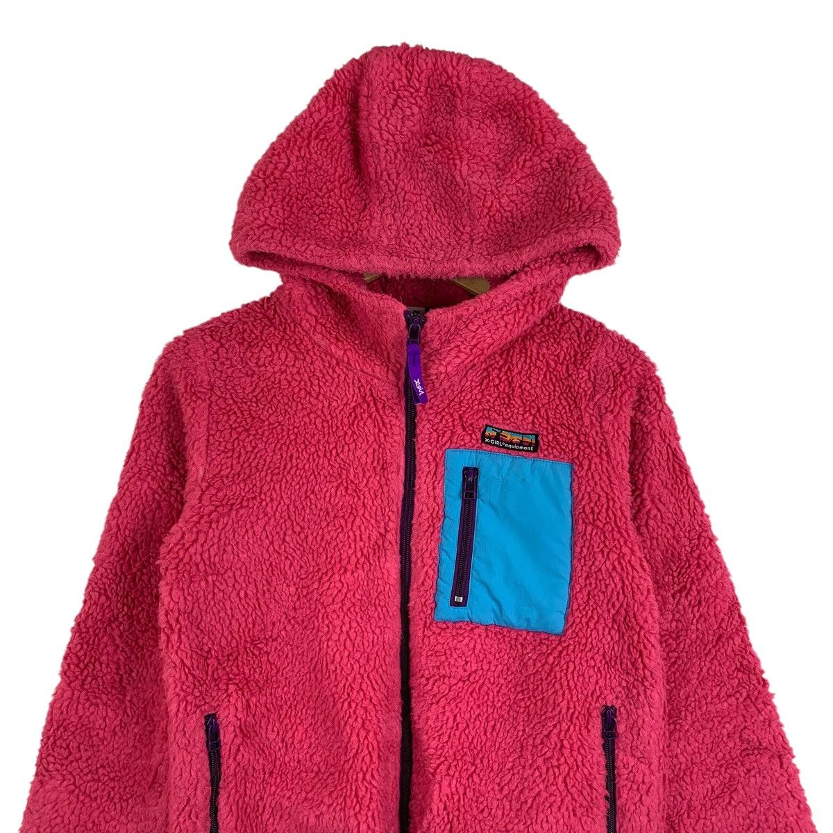 Japanese Brand × Vintage Vintage X-GIRL Retro Classic-X Fleece Hoodie Sweater Jacket Size M / US 6-8 / IT 42-44 - 5 Thumbnail