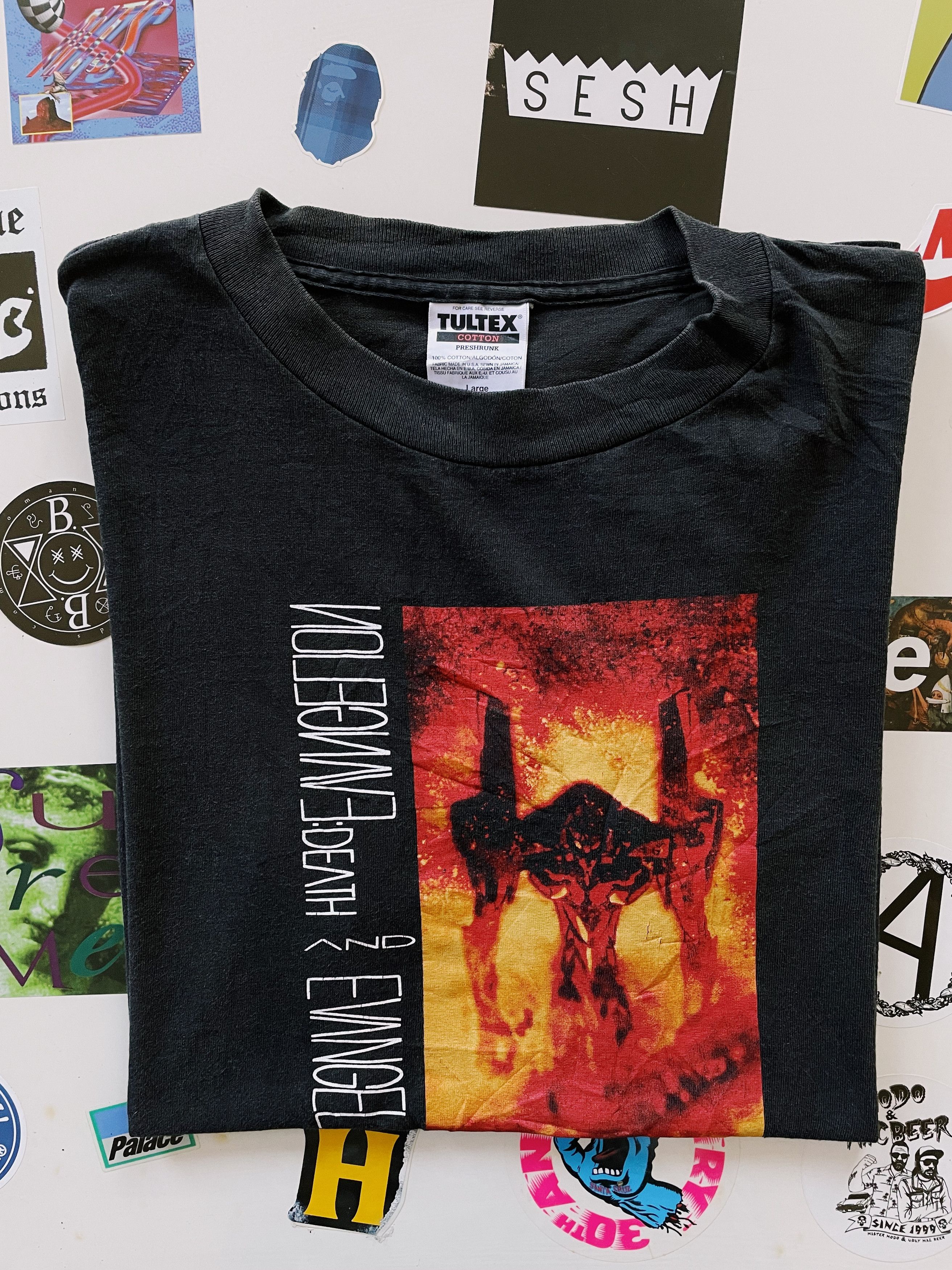 Anime × Japanese Brand × Vintage Vintage 1997 Evangelion Death & Rebirth Promo T-shirt Black Size US L / EU 52-54 / 3 - 5 Thumbnail