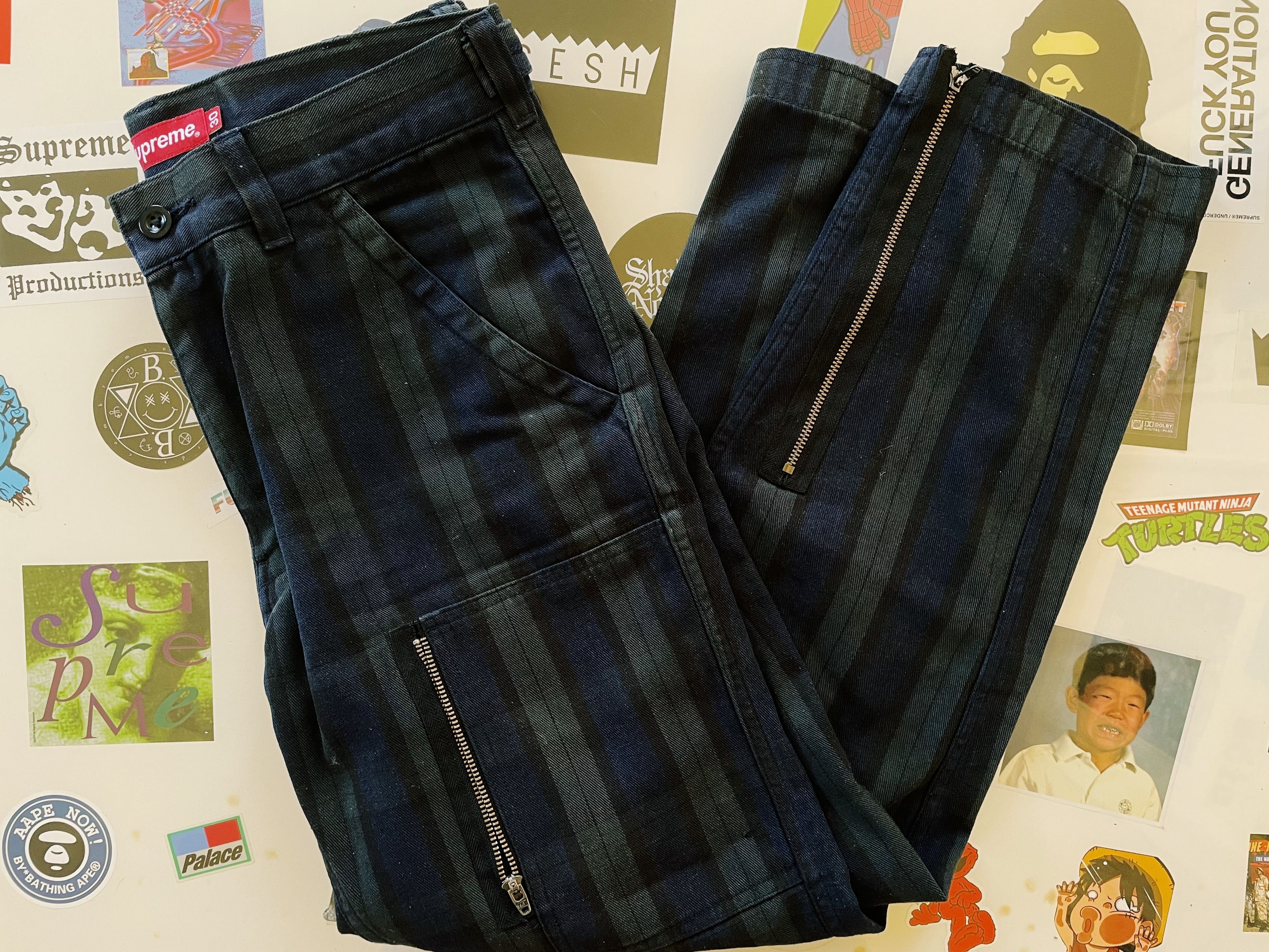 Pre-owned Supreme Blackwatch Plaid Flight Pants Navy / Green In Navy/green