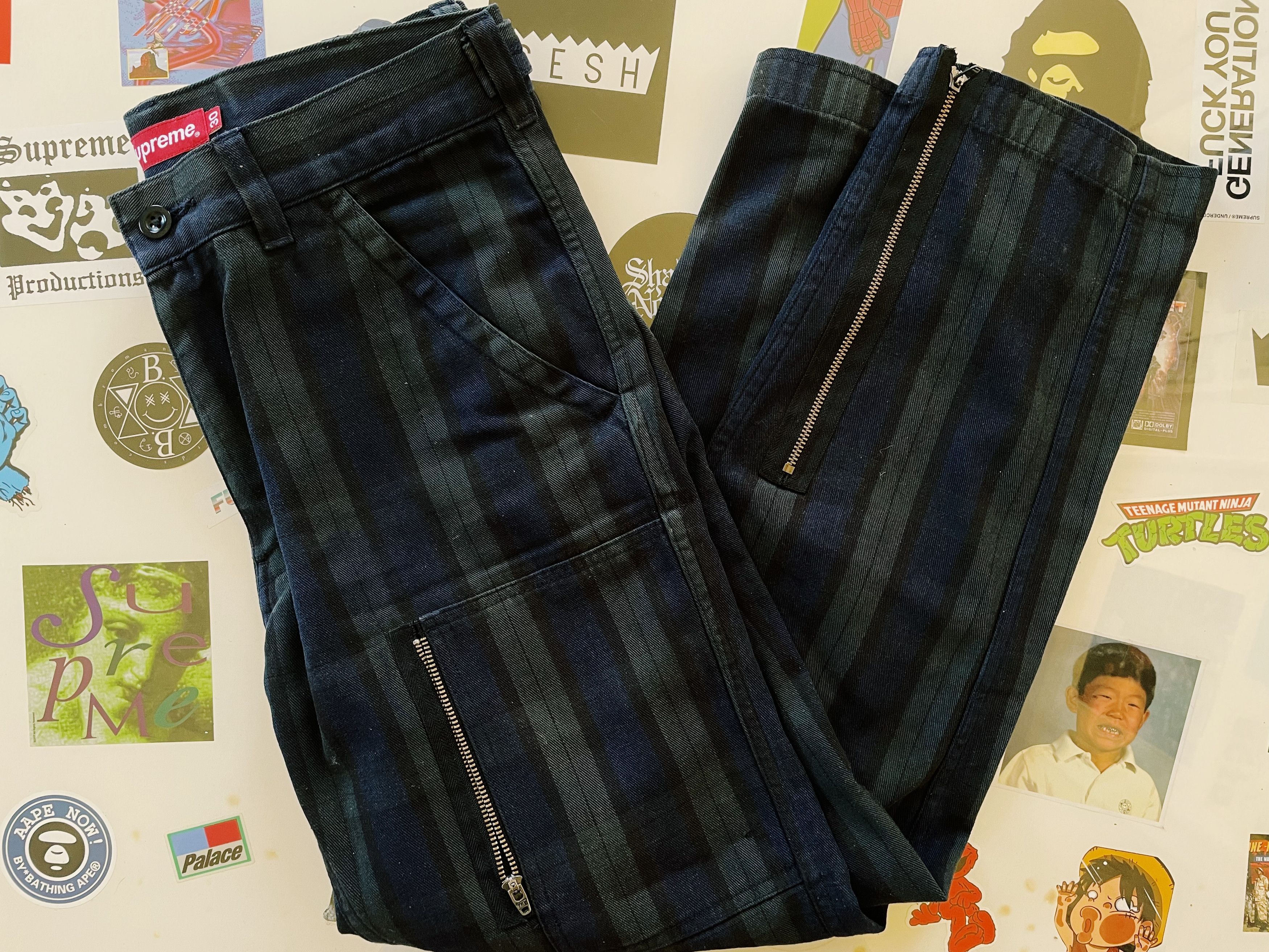 image of Supreme Blackwatch Plaid Flight Pants Navy / Green in Navy/Green, Men's (Size 30)