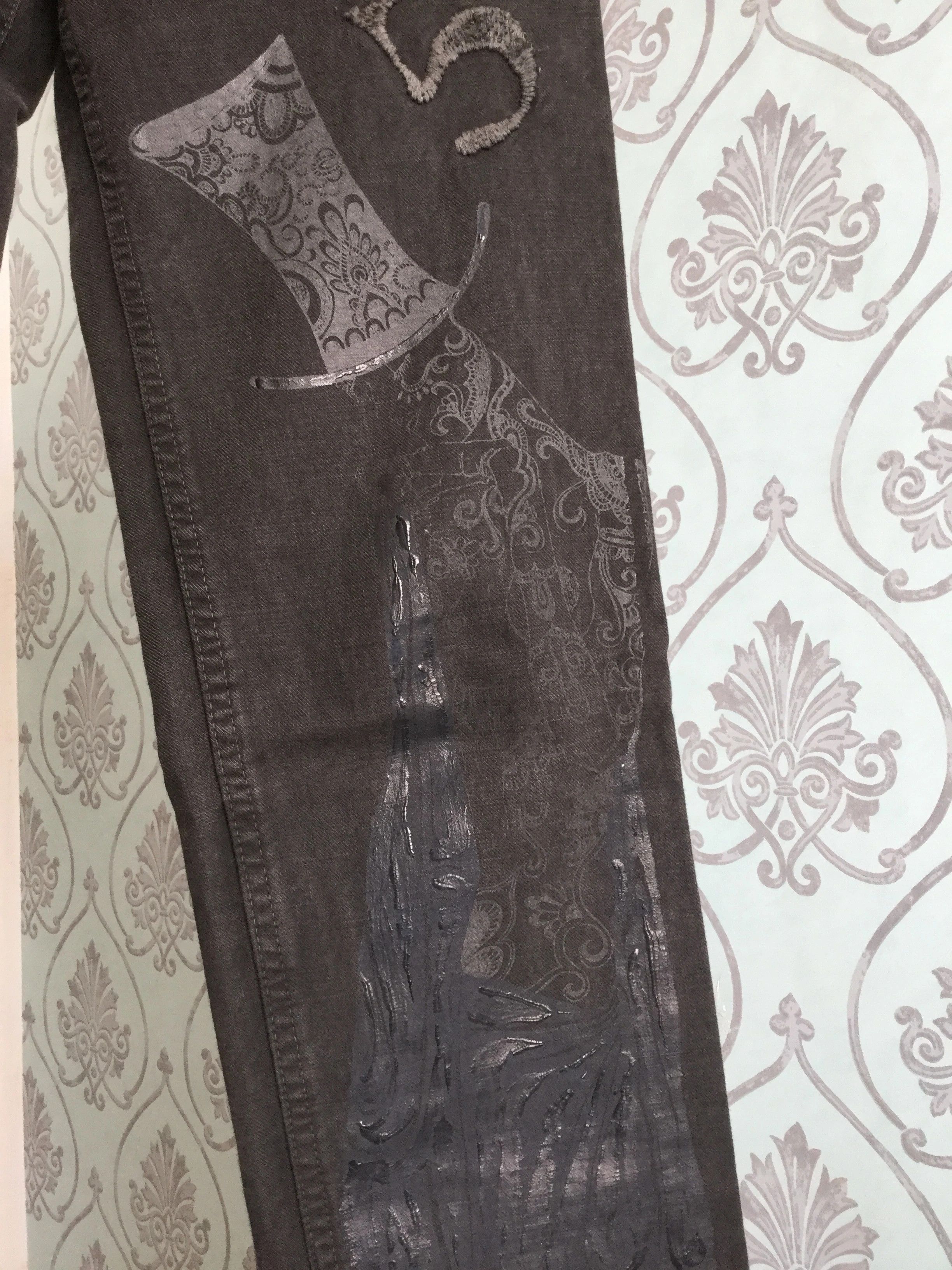 image of Share Spirit Homme Fullprinted Jeans.like Yohjji Yamamoto Or Uma Wang in Black, Women's (Size 26)