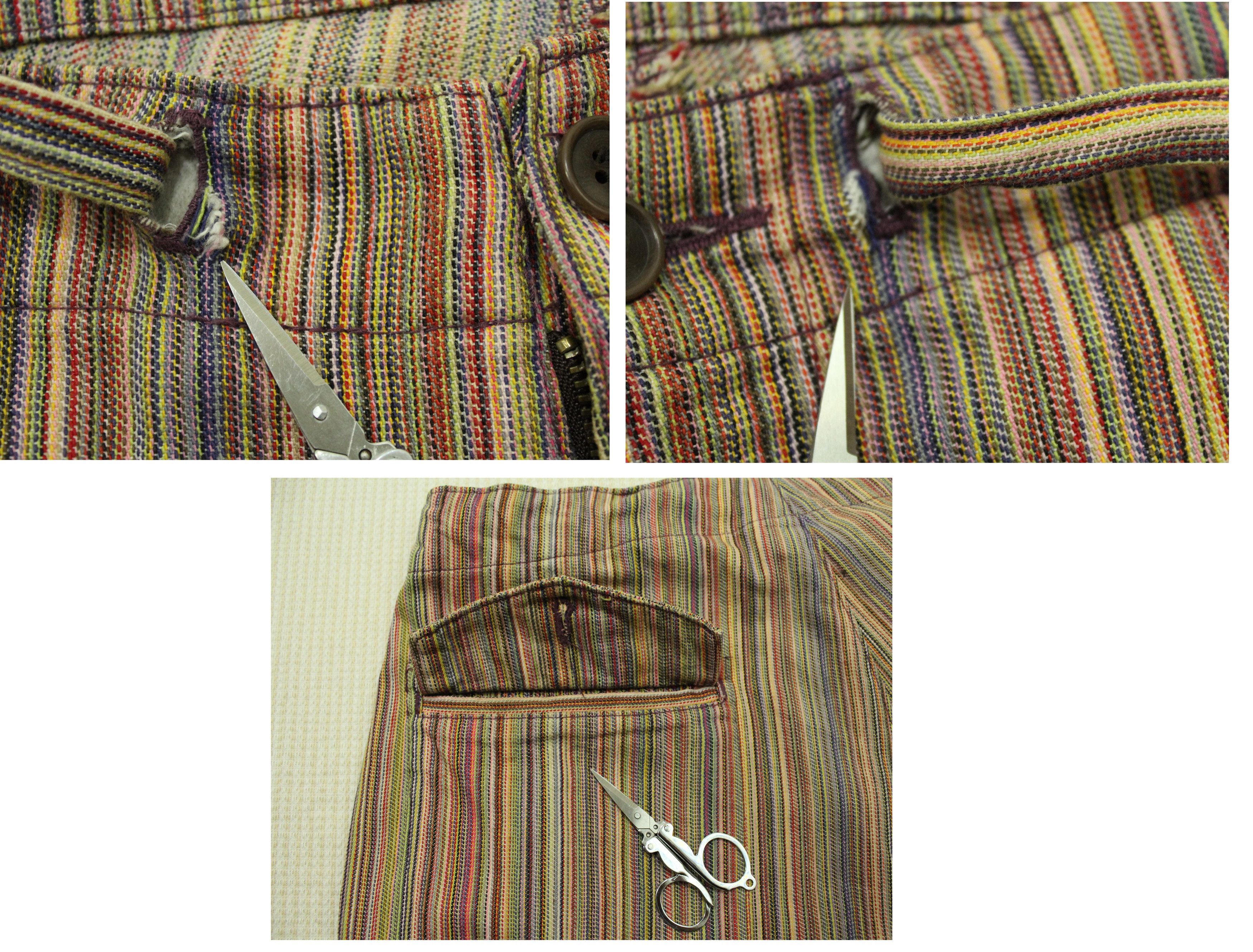 Vintage BEAMS Pants Drawstring Striped Woven Retro Style Size US 31 - 9 Thumbnail