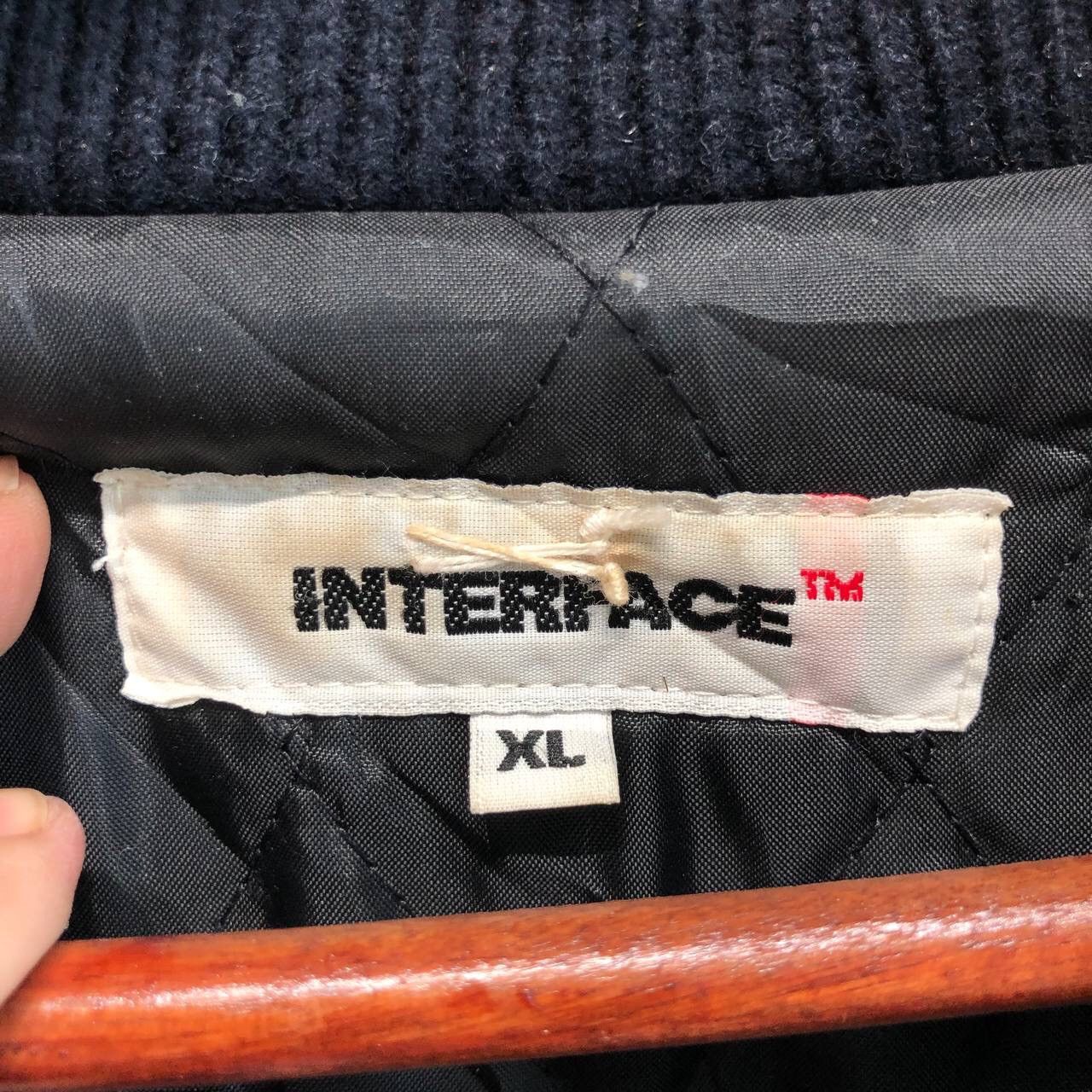 Vintage Interface Clan Black Big Logo Varsity Jacket Size US XL / EU 56 / 4 - 11 Thumbnail