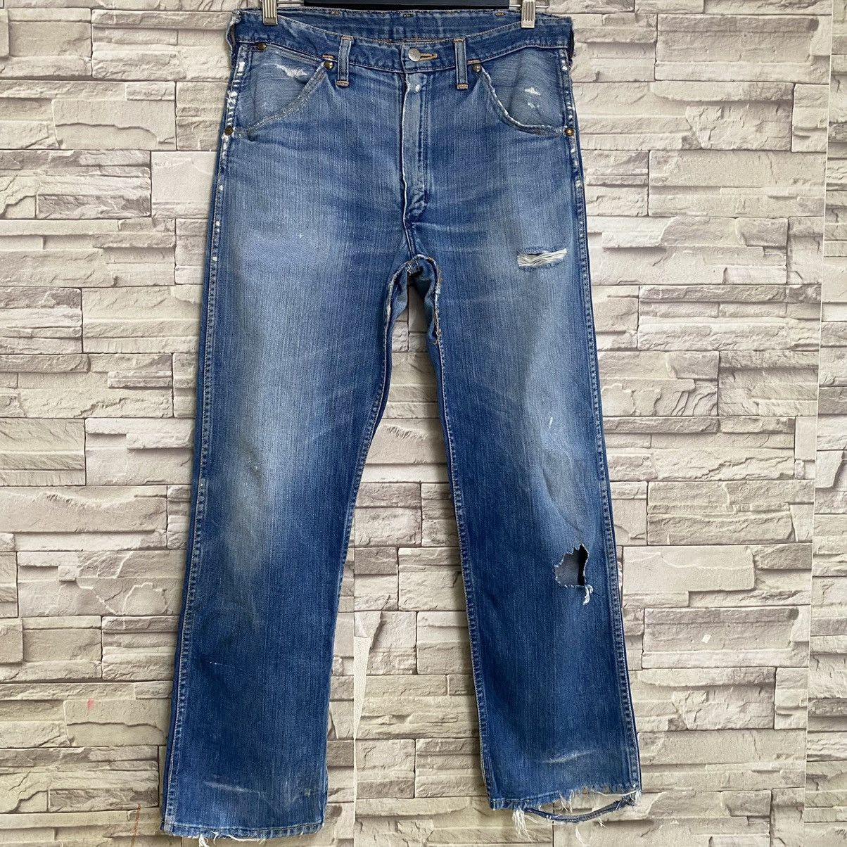 Wrangler Vintage 60s Wrangler Blue Bell Damage Jeans 32x29 Size US 32 / EU 48 - 4 Thumbnail
