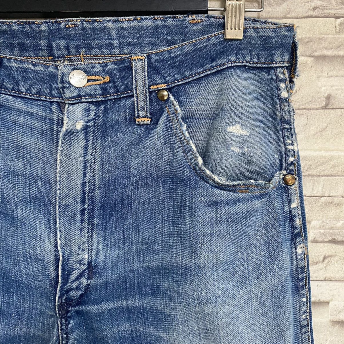 Wrangler Vintage 60s Wrangler Blue Bell Damage Jeans 32x29 Size US 32 / EU 48 - 7 Thumbnail
