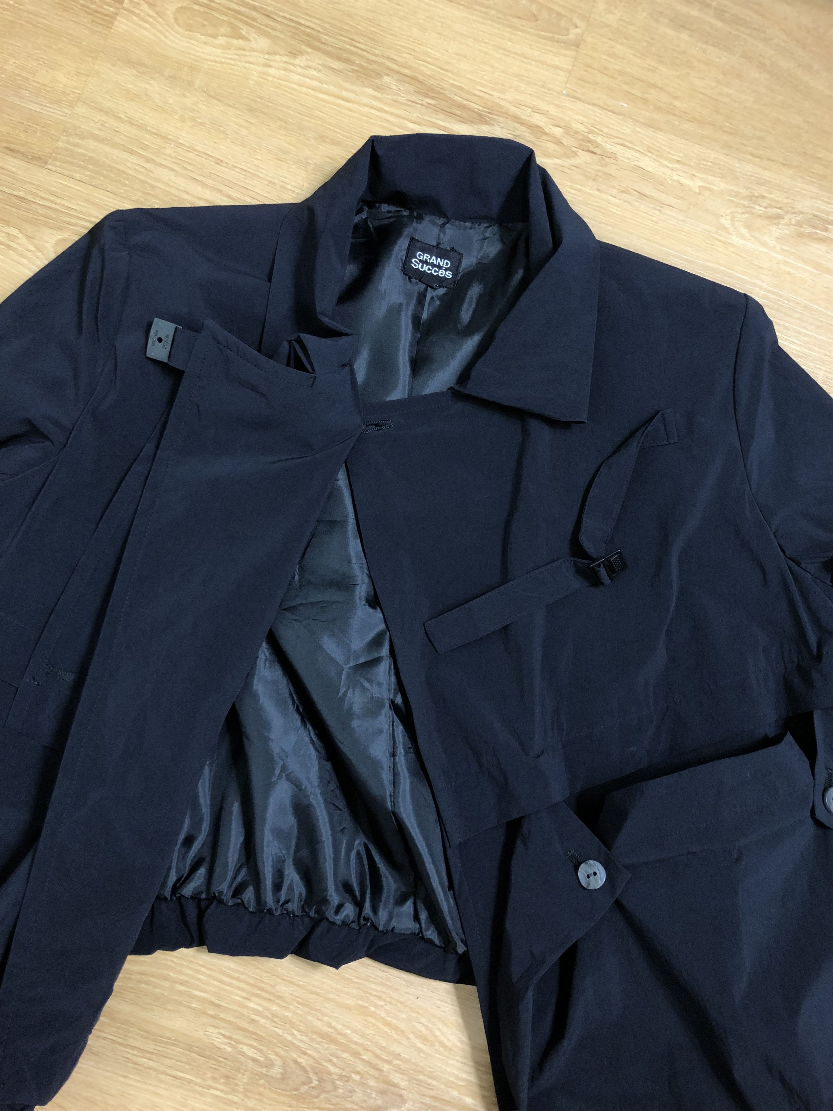 Japanese Brand × Vintage 90s JAPAN ASYMMETRICAL SINGLE BUTTON POLYESTER JACKET Size S / US 4 / IT 40 - 12 Thumbnail