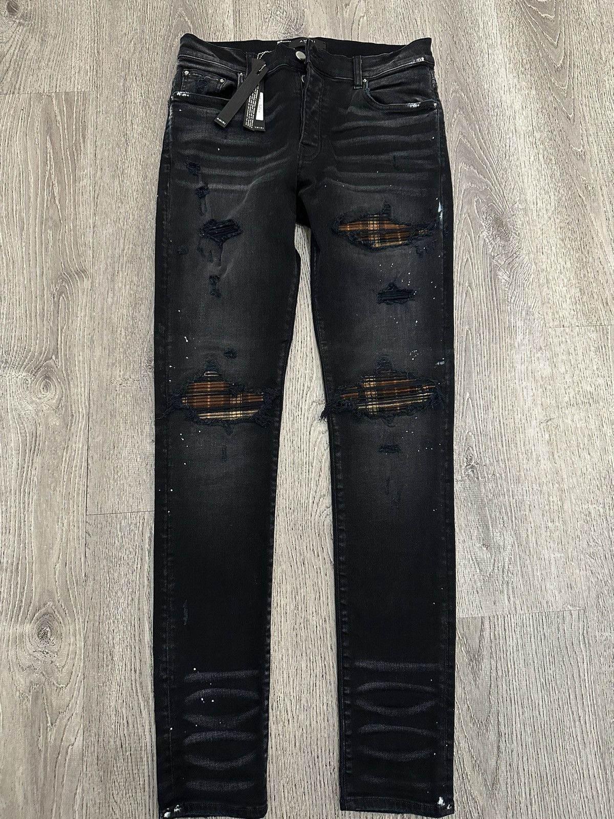 Amiri Amiri MX1 Plaid Denim Aged Black Size US 33 - 1 Thumbnail