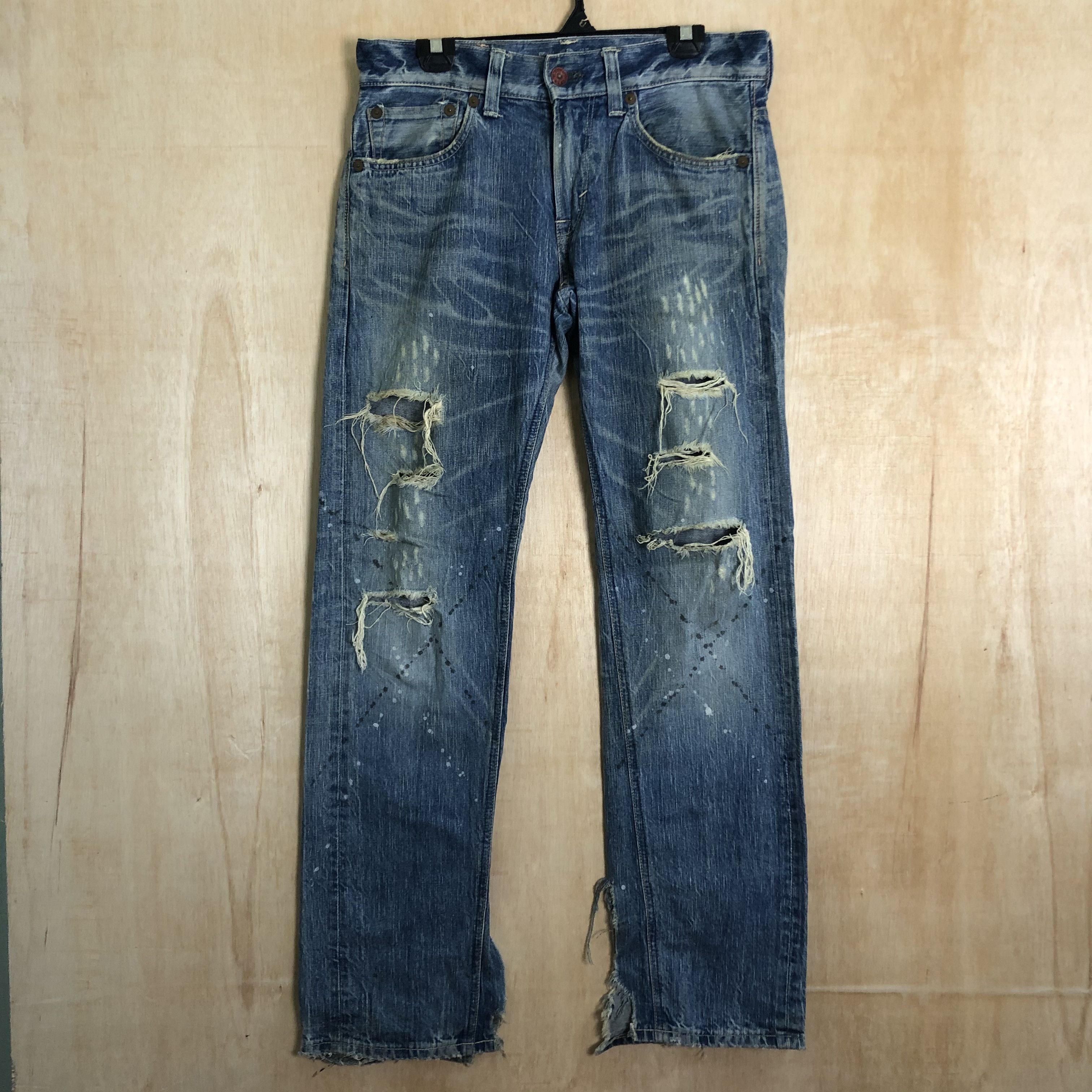 Edwin DL Edwin Blue Trip Distressed Blue Denim pants #c006 Size US 31 - 1 Thumbnail
