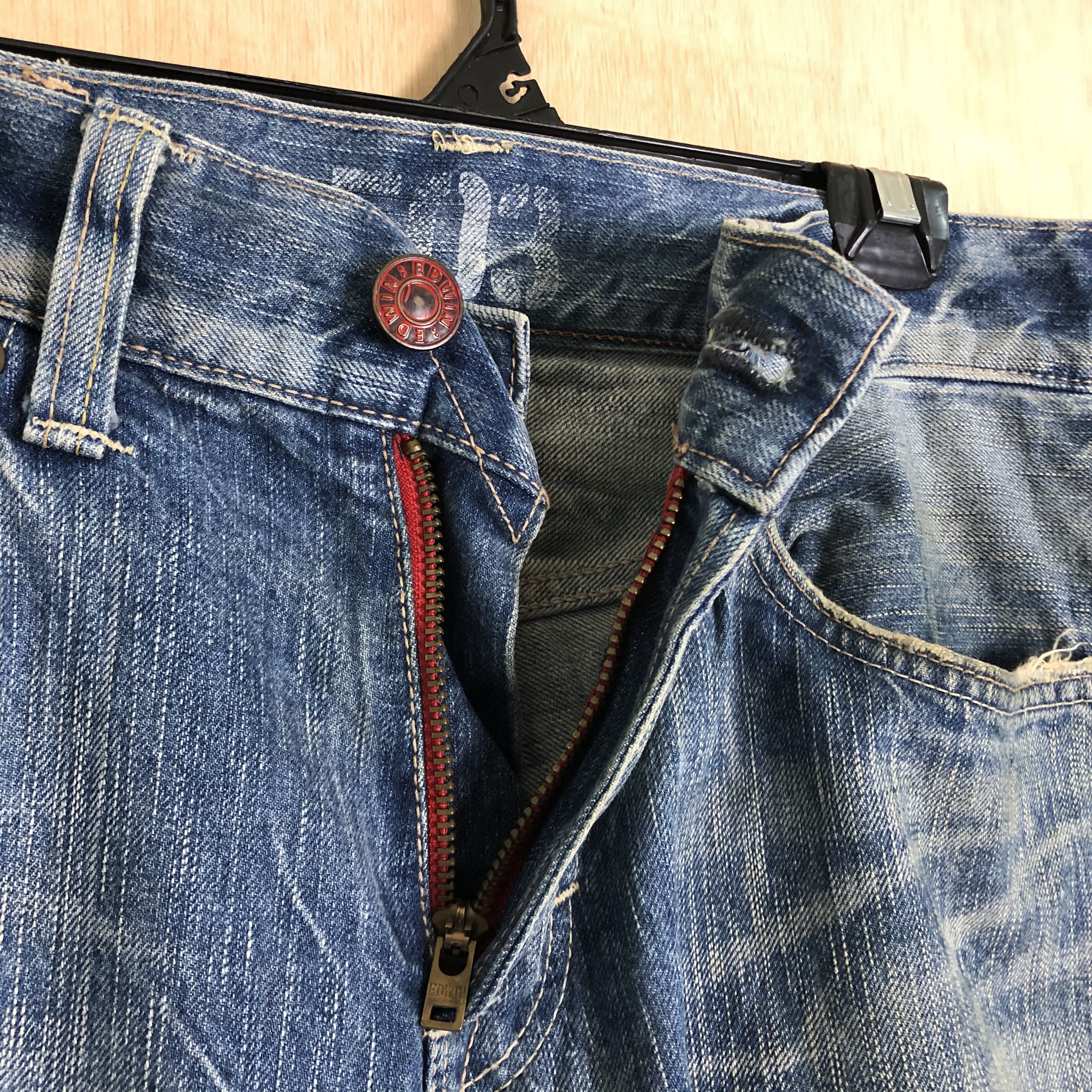 Edwin DL Edwin Blue Trip Distressed Blue Denim pants #c006 Size US 31 - 11 Thumbnail
