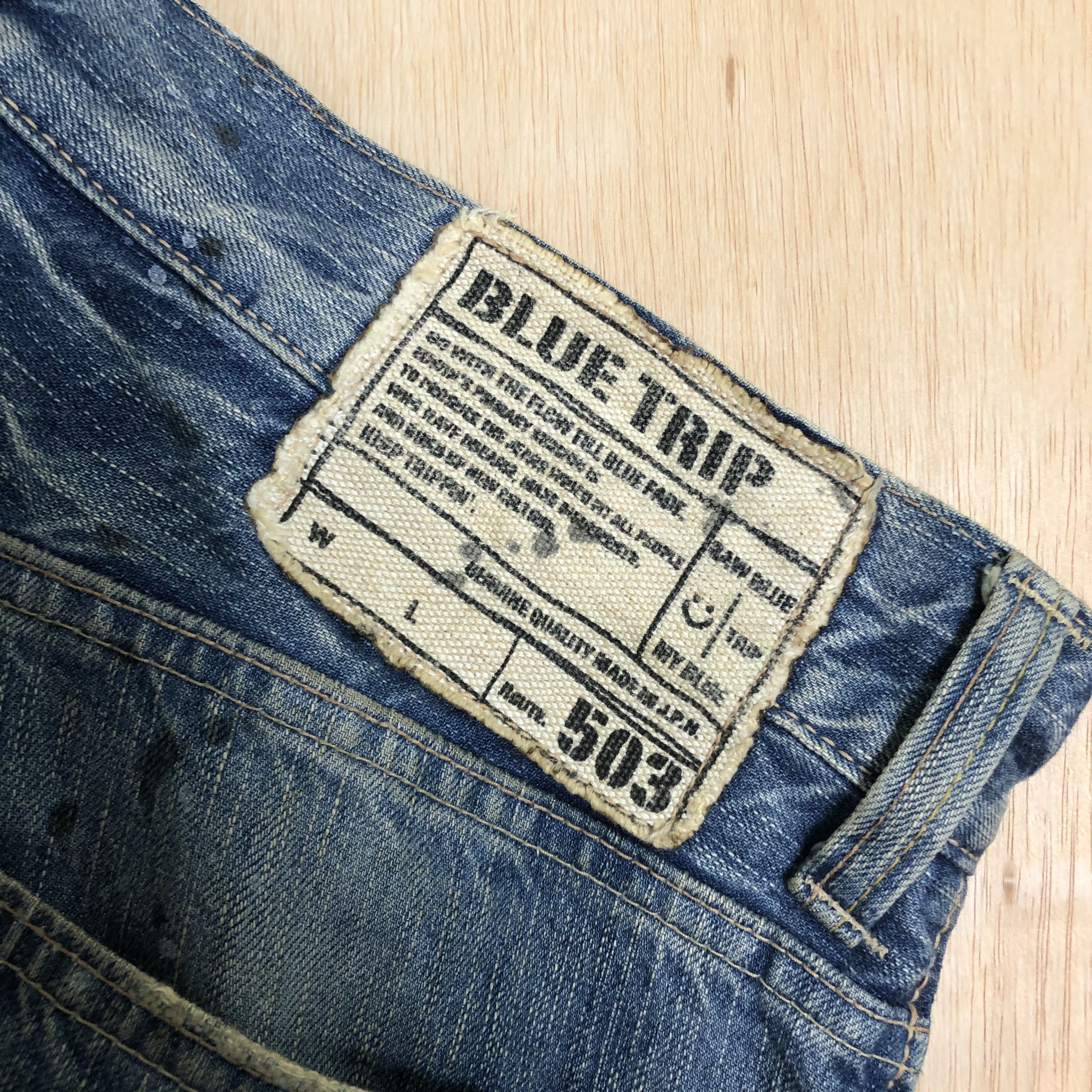 Edwin DL Edwin Blue Trip Distressed Blue Denim pants #c006 Size US 31 - 16 Thumbnail