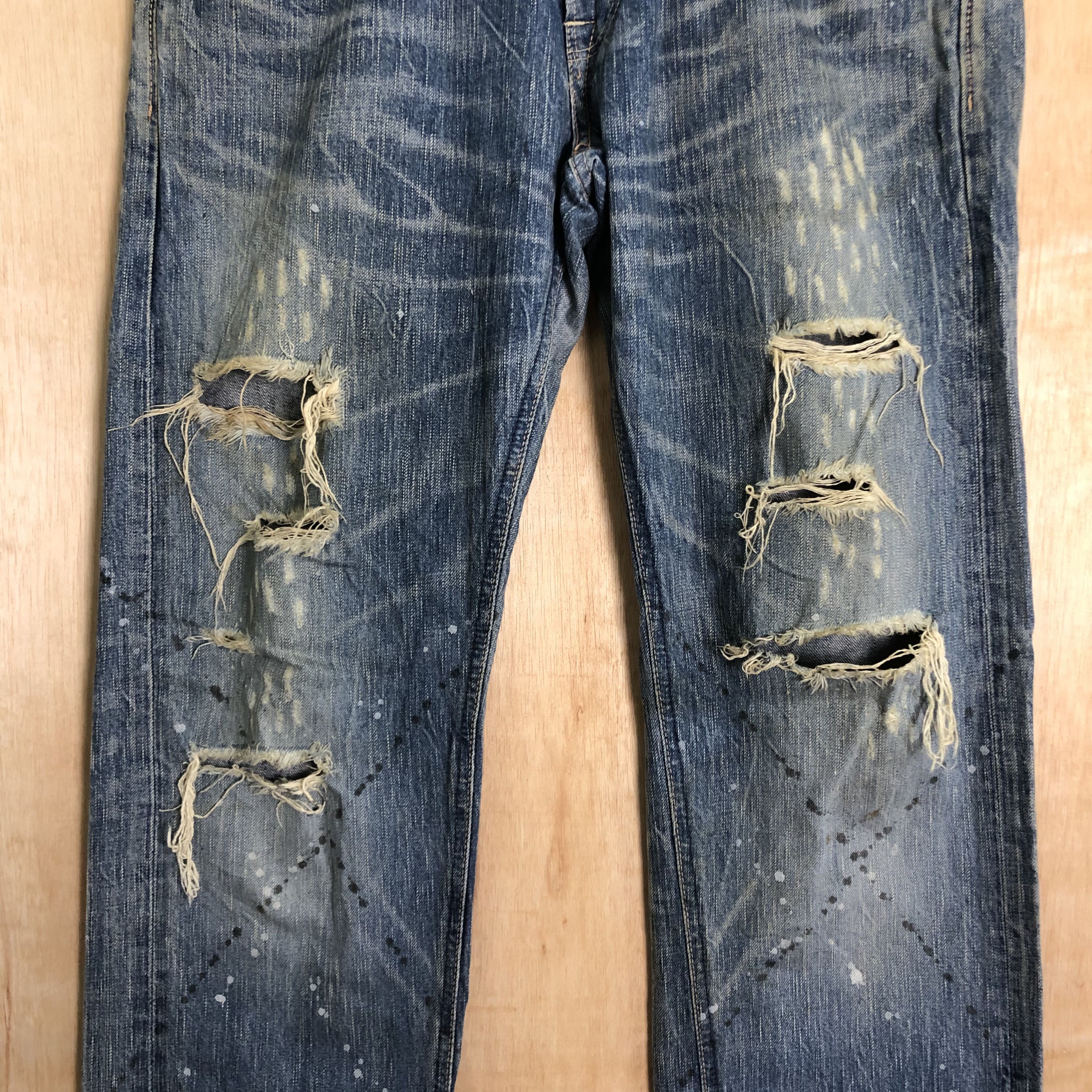 Edwin DL Edwin Blue Trip Distressed Blue Denim pants #c006 Size US 31 - 4 Thumbnail