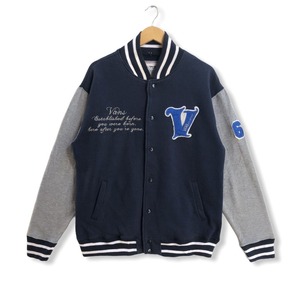 image of Vans Cotton Varsity Sweater in Grey/Navy, Men's (Size XL)