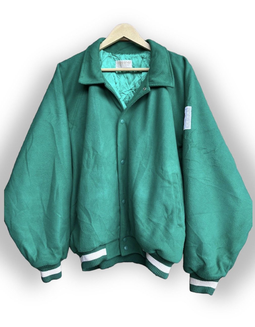 Adidas × Vintage Vintage Adidas Descente Green Varsity Jacket Japan Size US XL / EU 56 / 4 - 1 Thumbnail