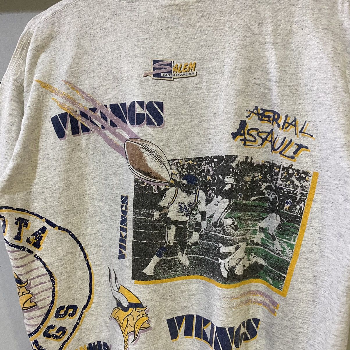 NFL × Salem Sportswear × Vintage VINTAGE 1991‼️Minnesota Vikings NFL Overprint Tee Size US L / EU 52-54 / 3 - 6 Thumbnail