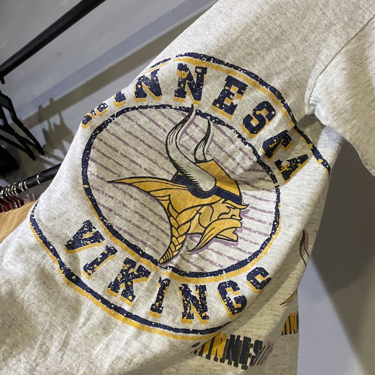 NFL × Salem Sportswear × Vintage VINTAGE 1991‼️Minnesota Vikings NFL Overprint Tee Size US L / EU 52-54 / 3 - 4 Thumbnail