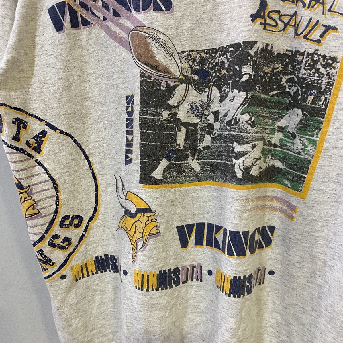 NFL × Salem Sportswear × Vintage VINTAGE 1991‼️Minnesota Vikings NFL Overprint Tee Size US L / EU 52-54 / 3 - 7 Thumbnail