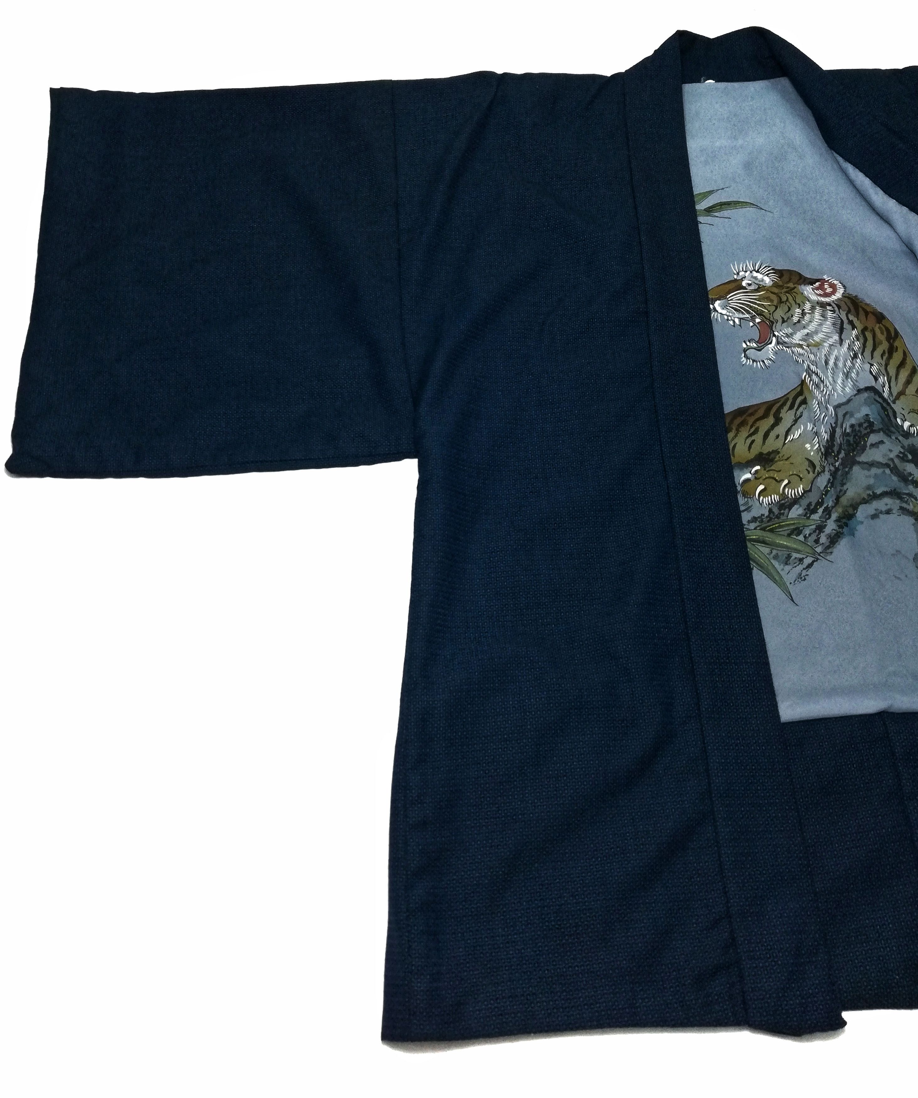Art Comes First × Japanese Brand 🔥Tsumugi Silk Tiger Art Haori Kimono Jacket Sanjuro Style Size US L / EU 52-54 / 3 - 3 Thumbnail