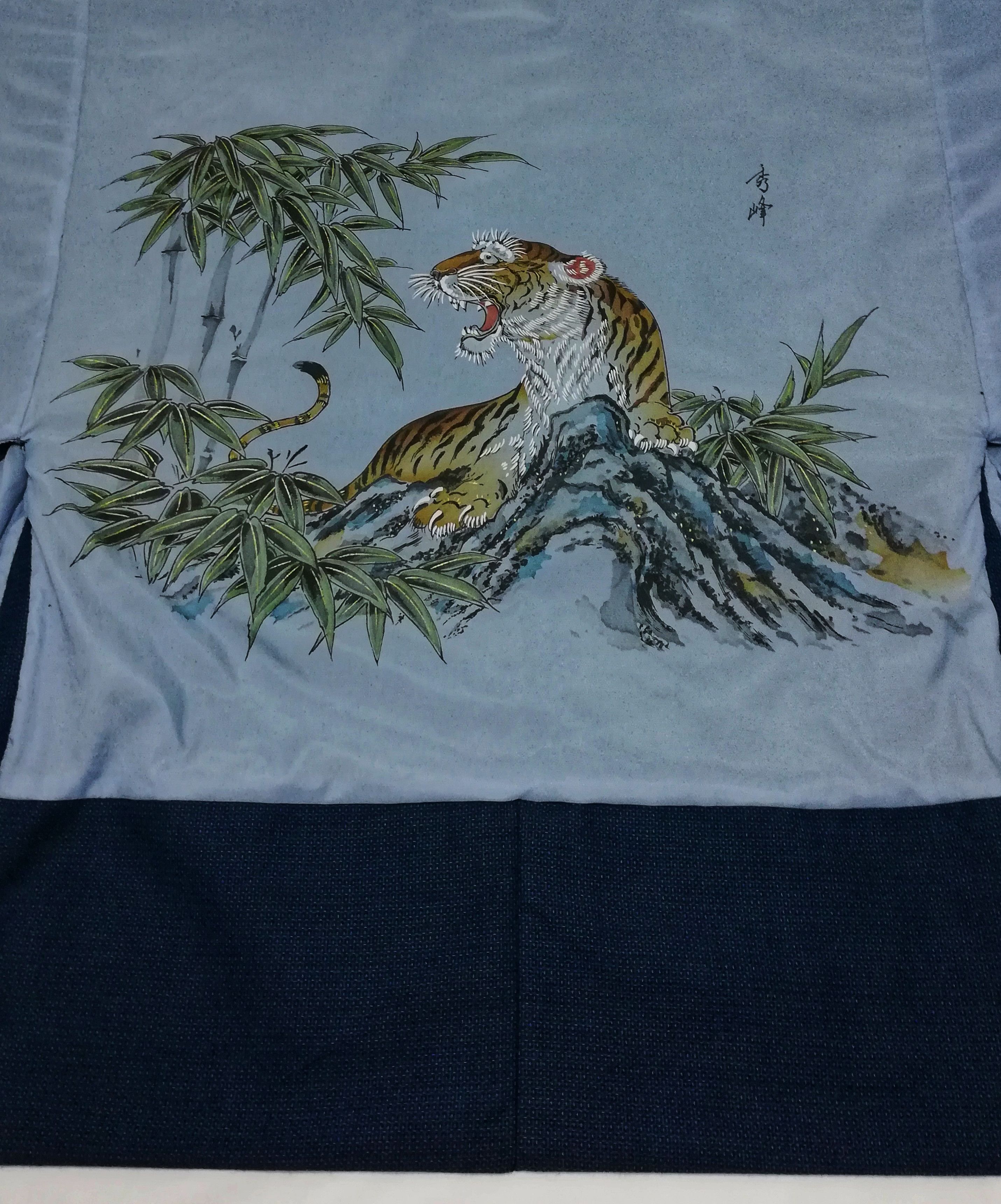 Art Comes First × Japanese Brand 🔥Tsumugi Silk Tiger Art Haori Kimono Jacket Sanjuro Style Size US L / EU 52-54 / 3 - 8 Thumbnail