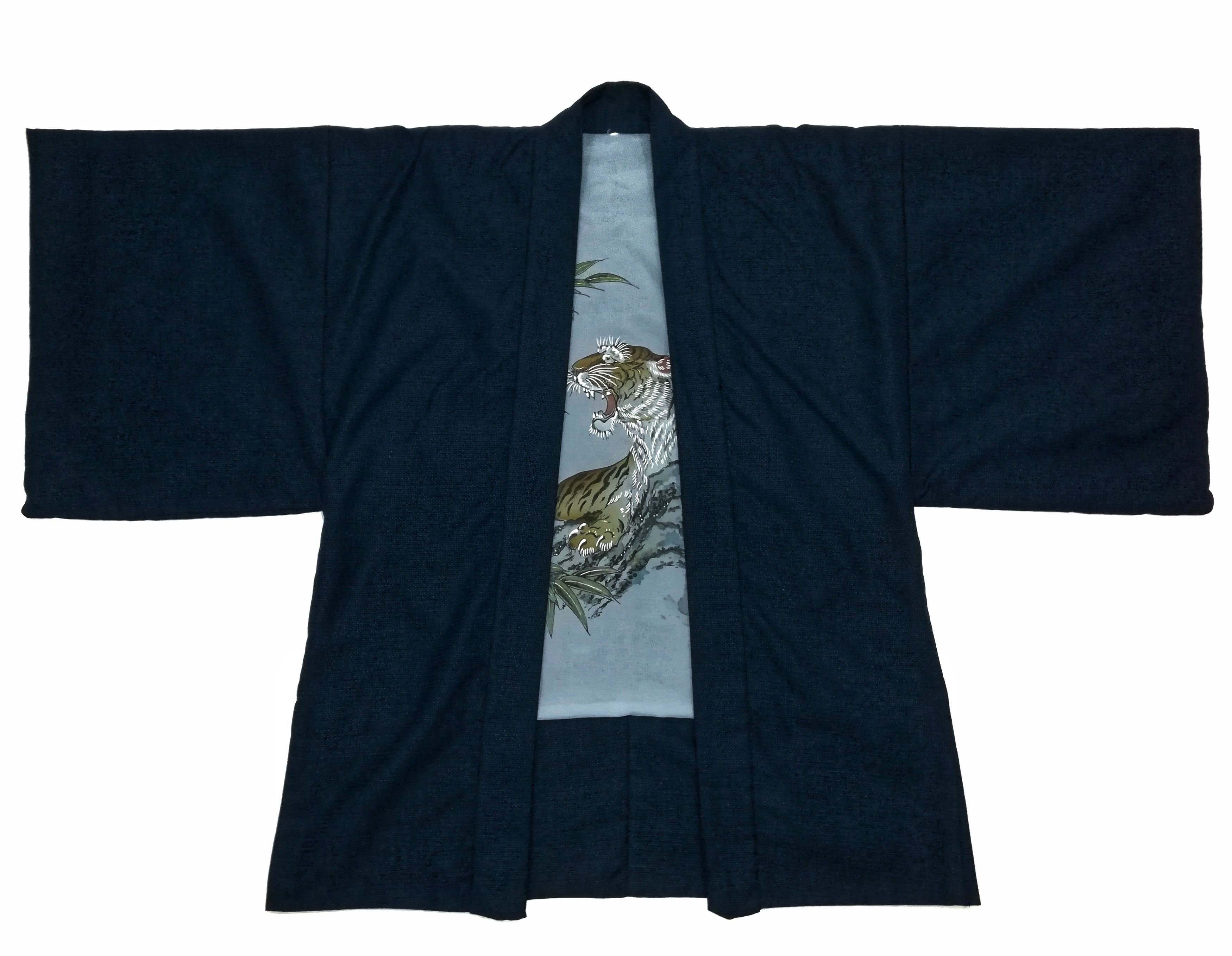 Art Comes First × Japanese Brand 🔥Tsumugi Silk Tiger Art Haori Kimono Jacket Sanjuro Style Size US L / EU 52-54 / 3 - 4 Thumbnail