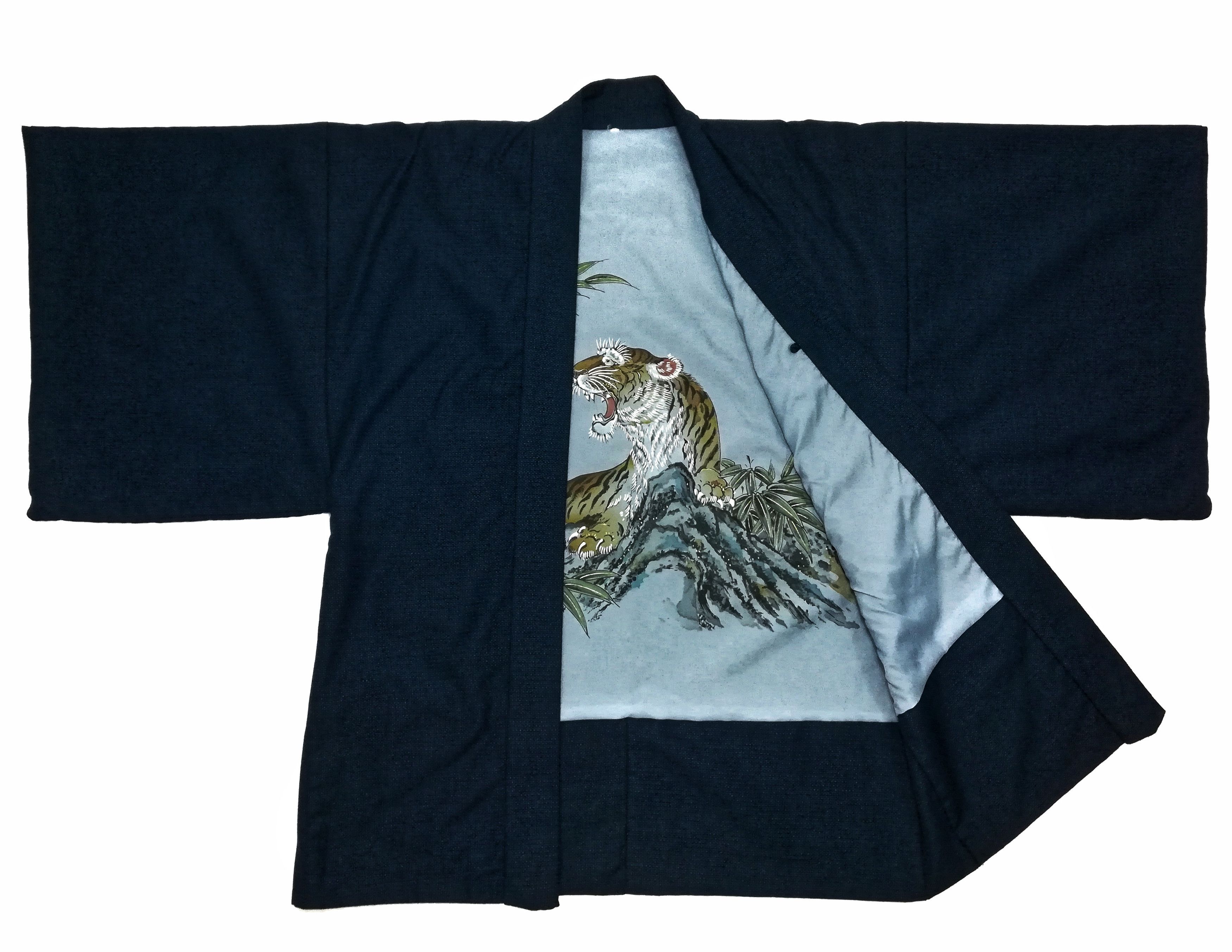 Art Comes First × Japanese Brand 🔥Tsumugi Silk Tiger Art Haori Kimono Jacket Sanjuro Style Size US L / EU 52-54 / 3 - 2 Thumbnail