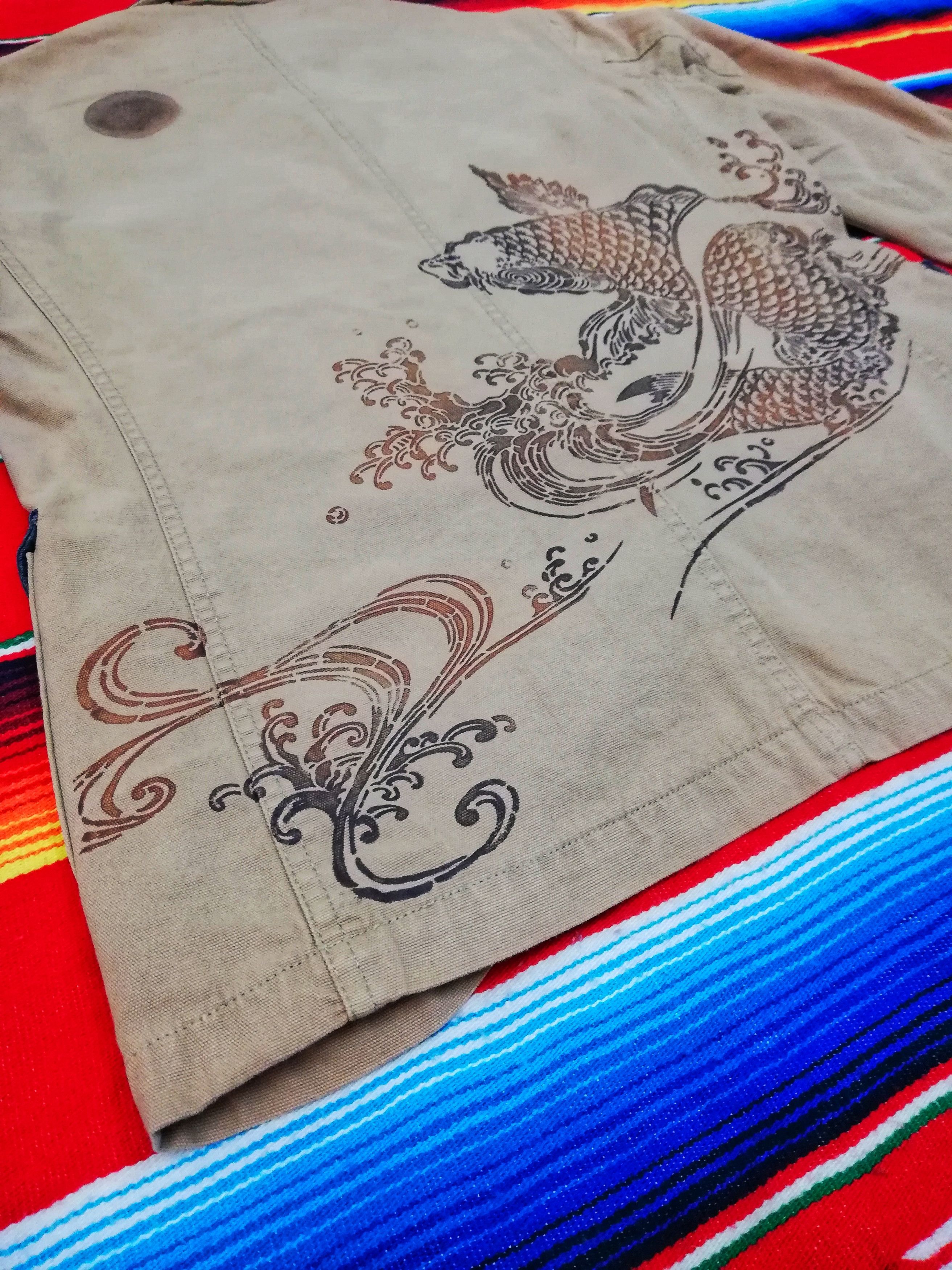 Japanese Brand 🔥Fish Embroidered Japanese Traditional Wear Beggie🔥 Size US M / EU 48-50 / 2 - 4 Thumbnail