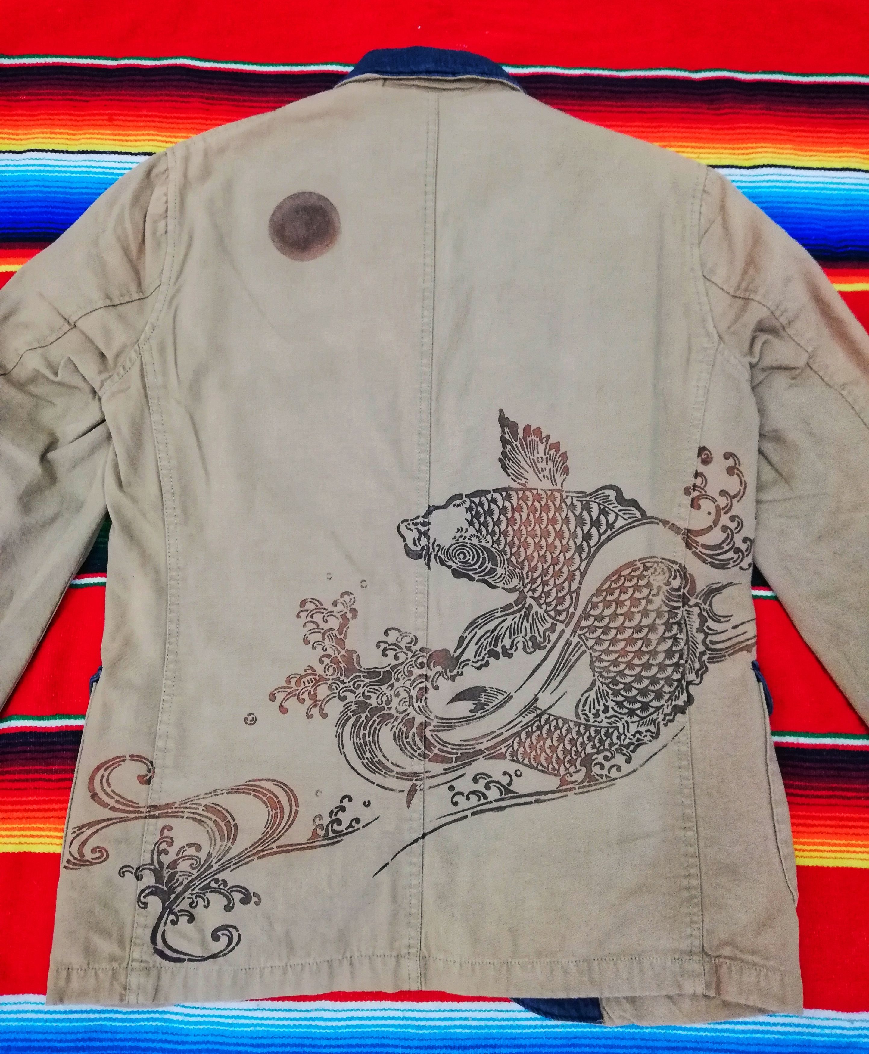 Japanese Brand 🔥Fish Embroidered Japanese Traditional Wear Beggie🔥 Size US M / EU 48-50 / 2 - 2 Thumbnail